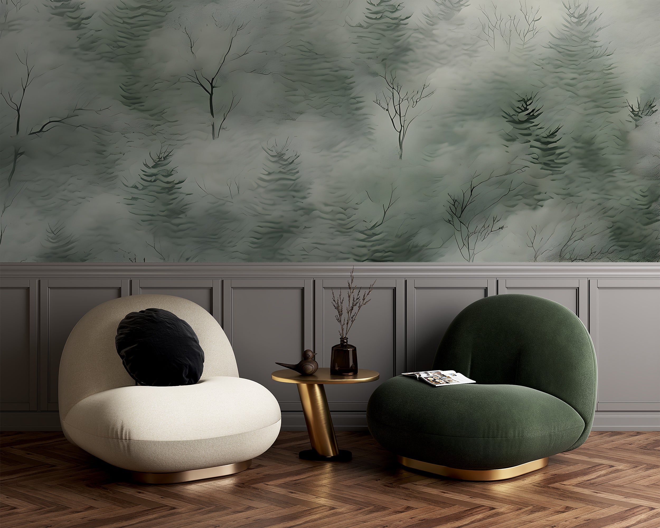Watercolor Coniferous Forest Wallpaper