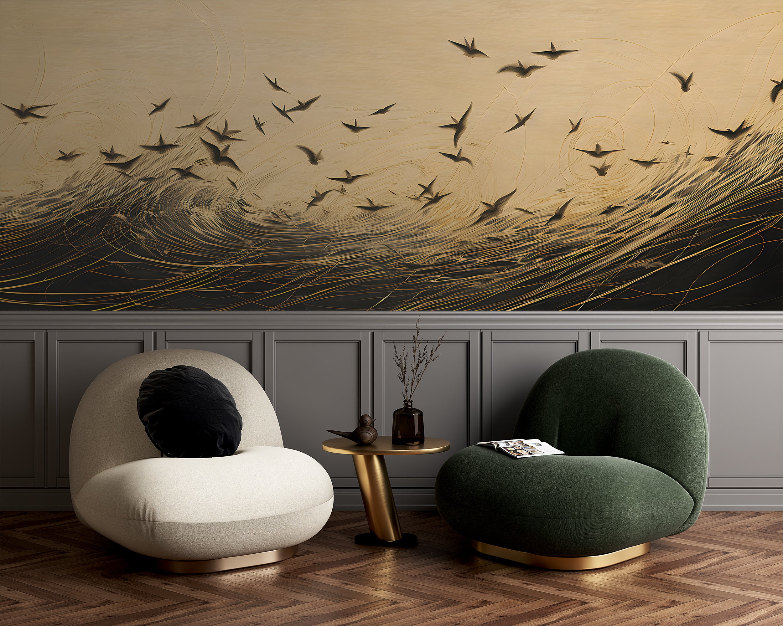 Abstract Swallow Birds Peel and Stick Wallpaper