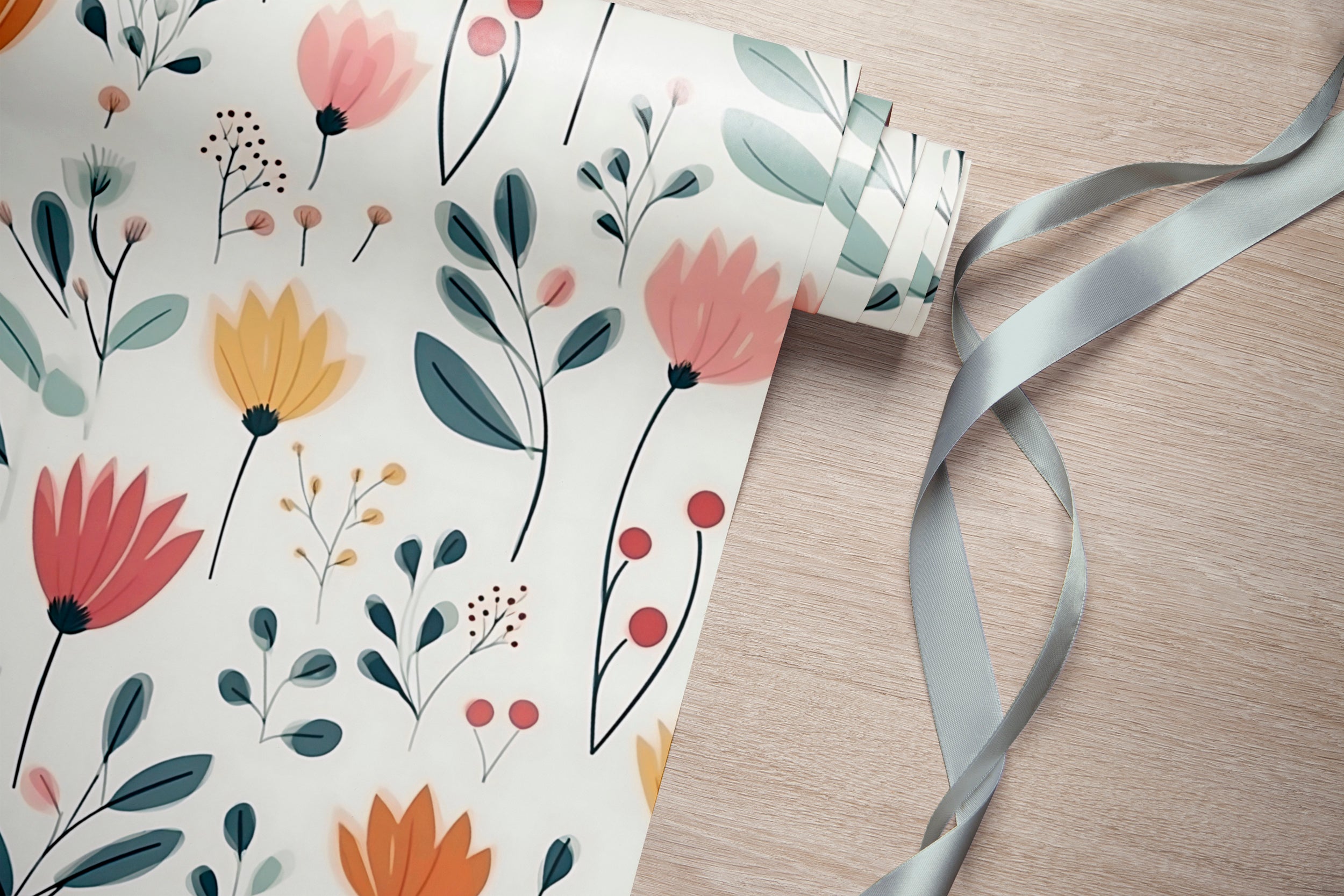 Delicate Watercolor Wildflowers in Room Setting