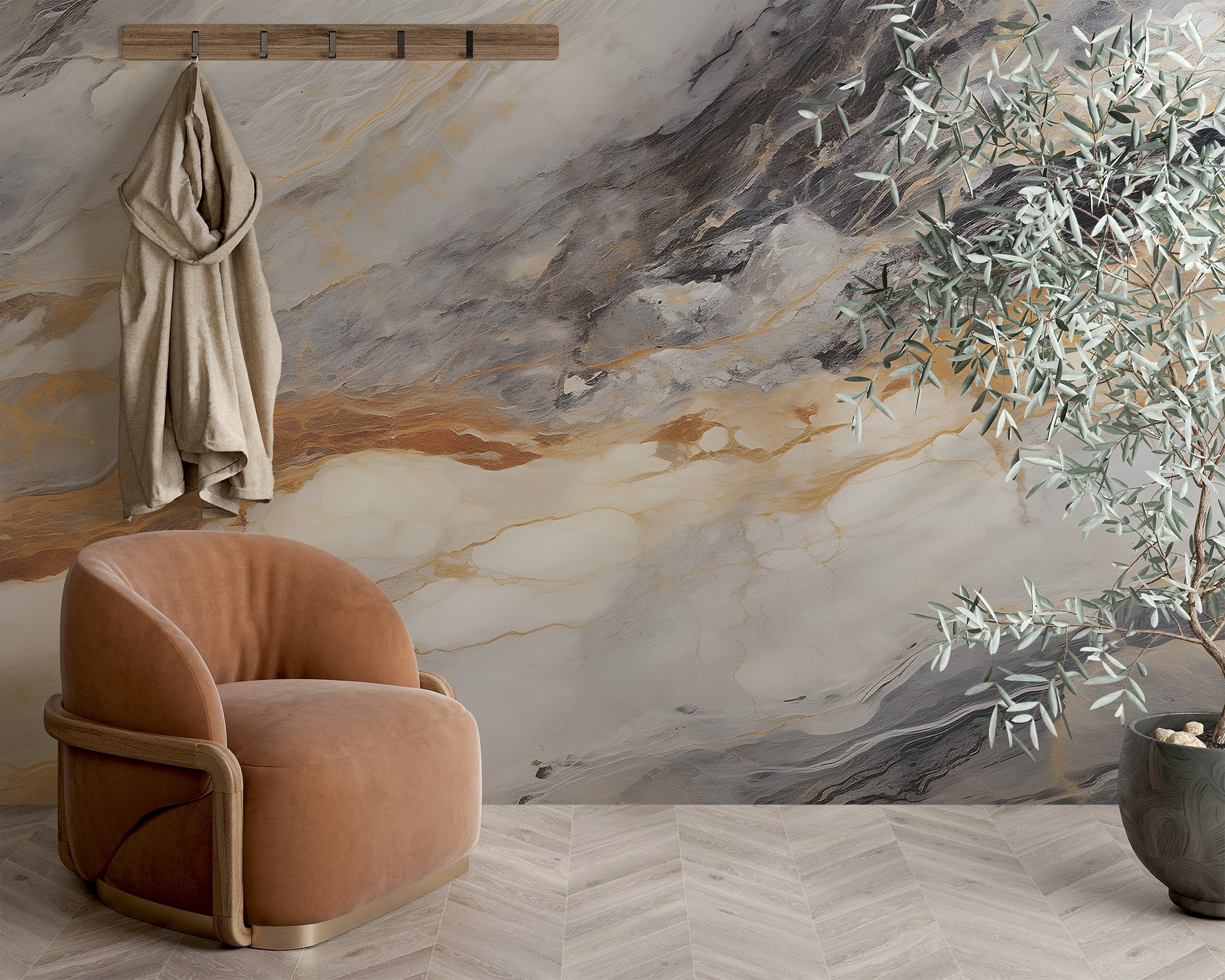 Removable Luxury Mural Enhancing Modern Interior Aesthetics
