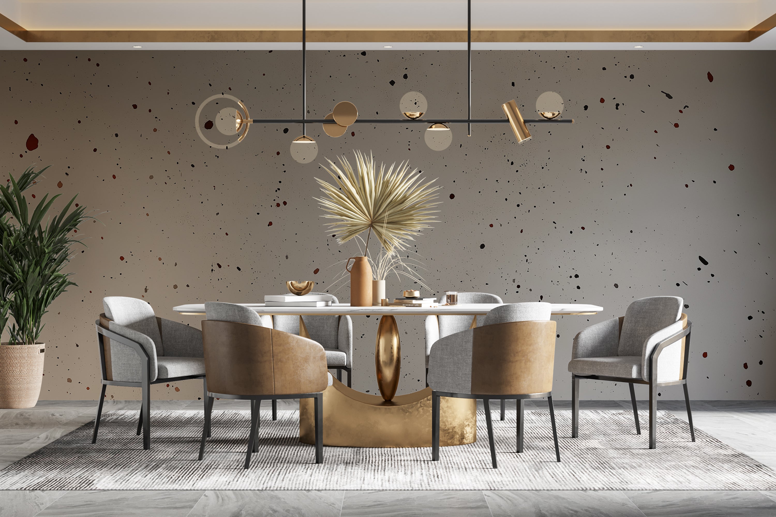 Elegant speckled wallpaper for minimalist interiors