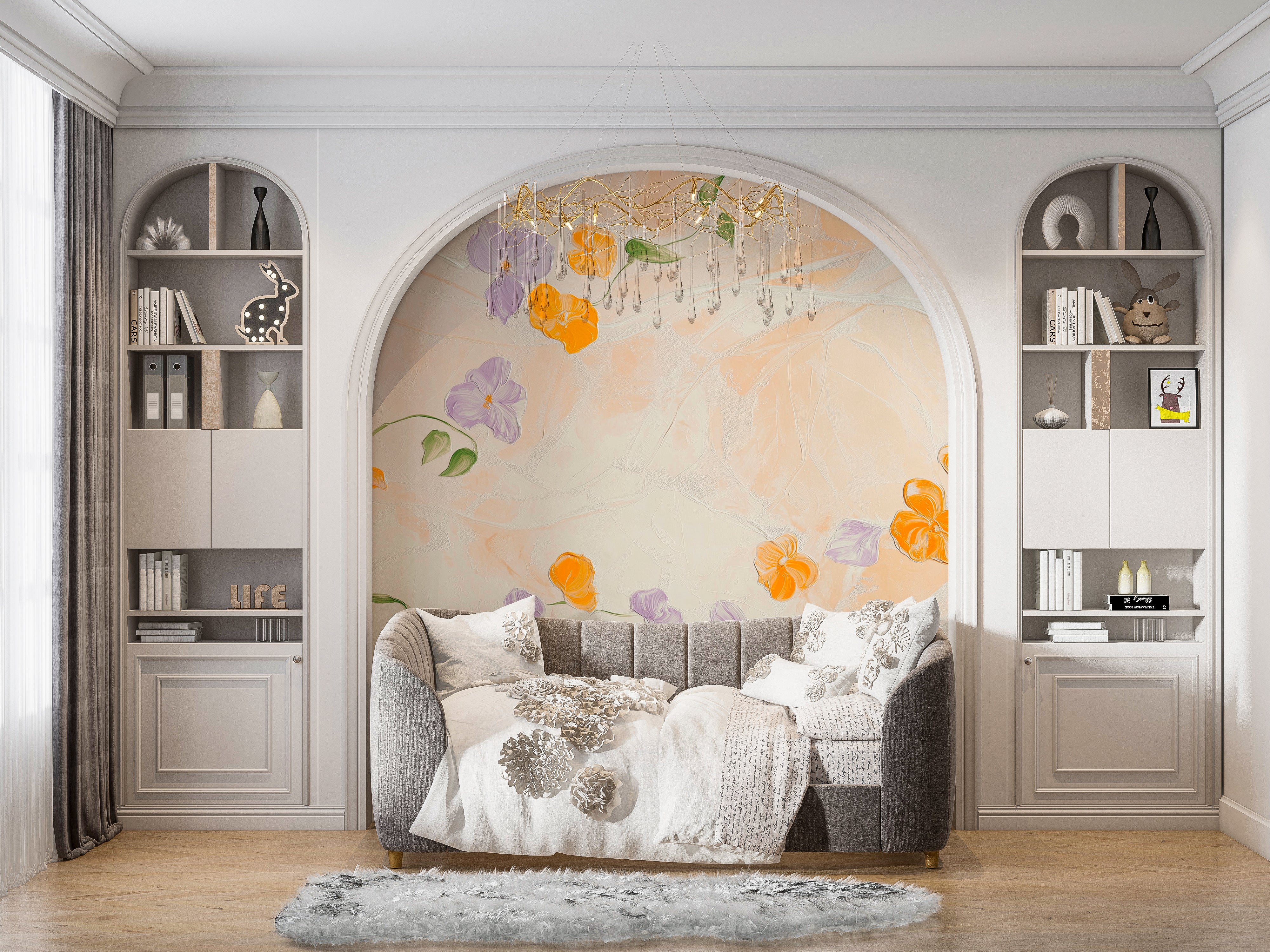 Floral Pastel Wallpaper – Elegant, Nature-Inspired Design for Home Decor