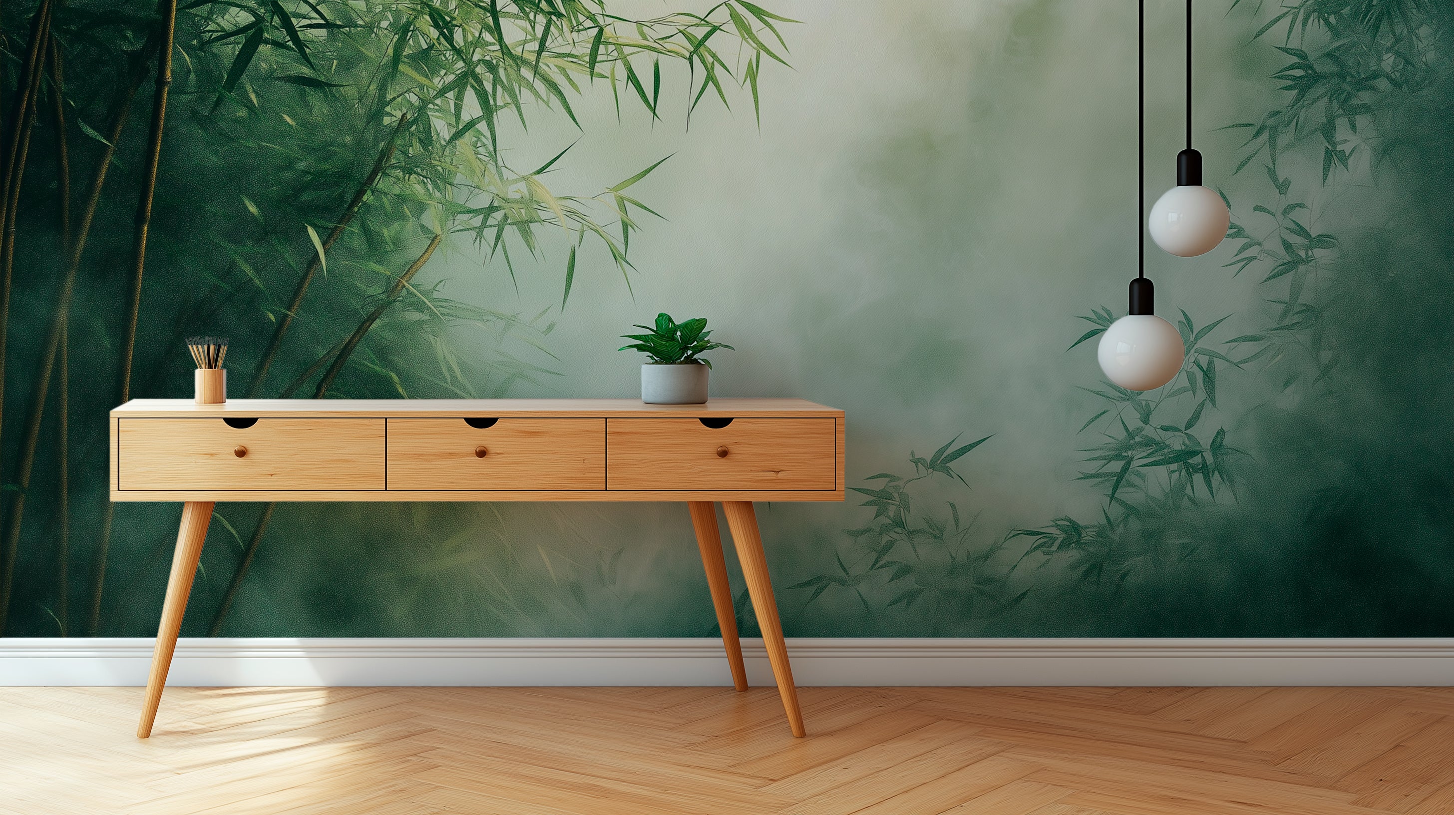 Forest Mist Wallpaper Mural - Serene Nature Backdrop for Home Decor