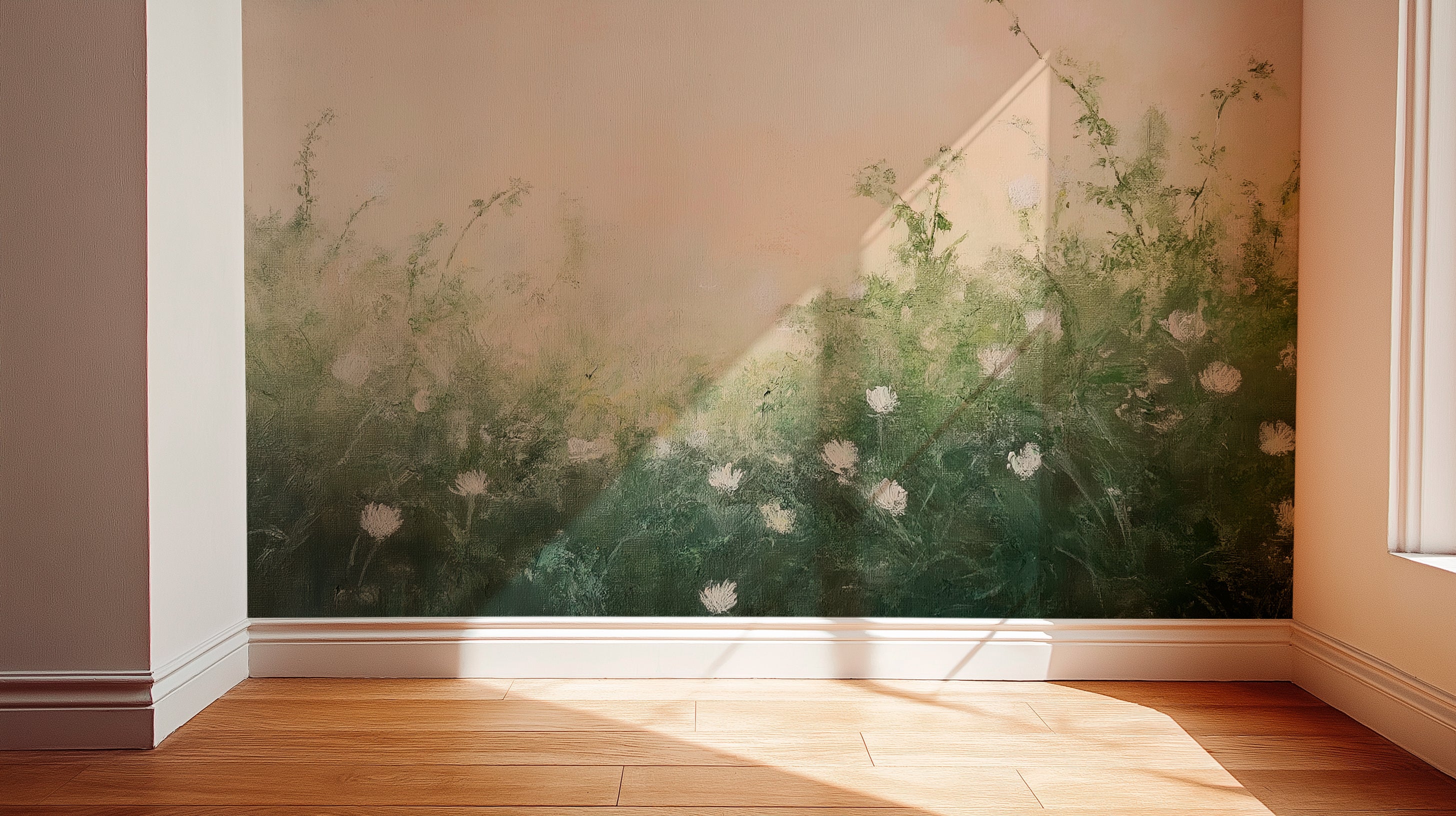 Garden Serenity Wallpaper - Floral Nature Artwork for Home Decoration