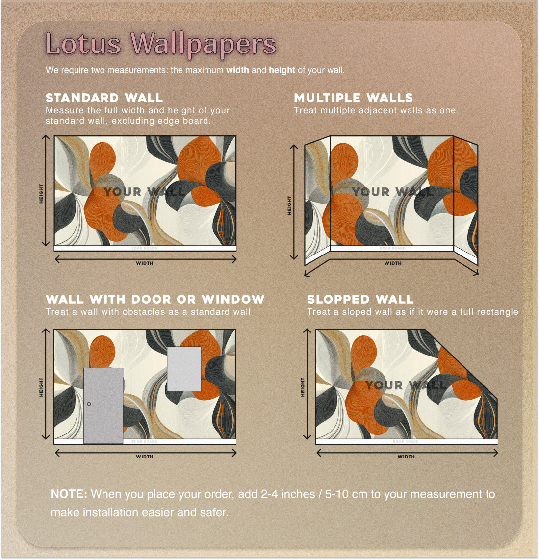 Abstract floral pattern with flowing curved shapes in earthy orange, gray, and beige tones, modern decorative background for design projects