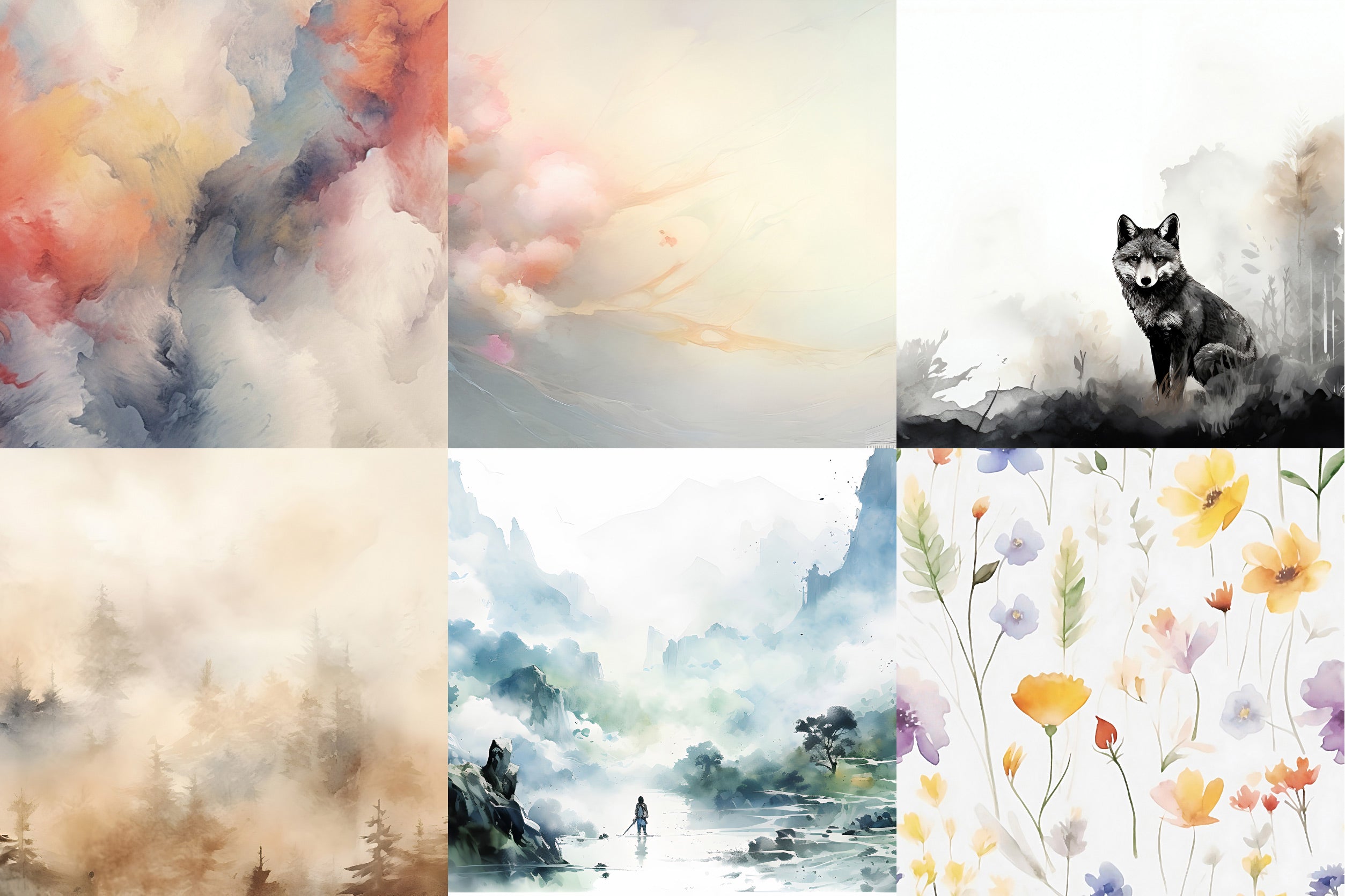 Watercolor Murals & Wallpaper Collection by Funky Designs