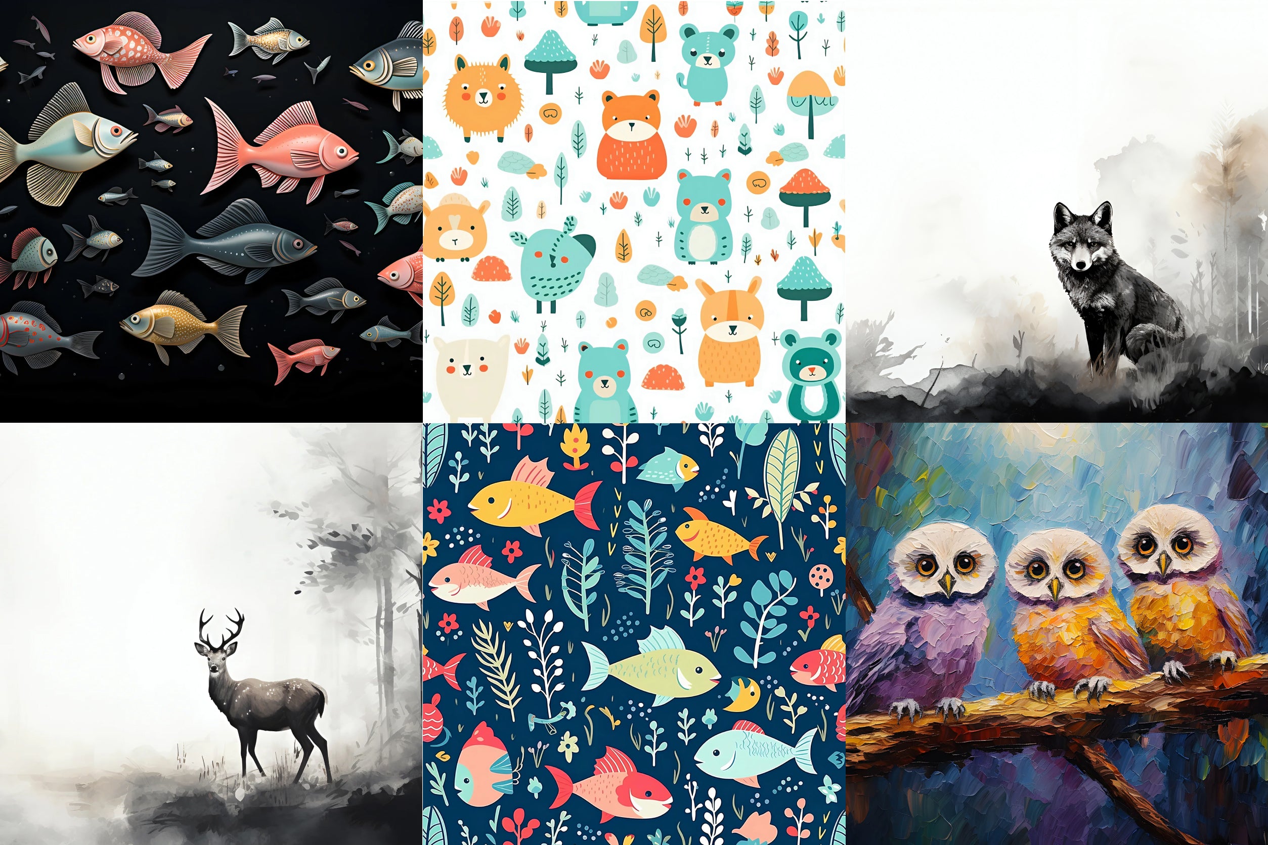 Animals-themed collection of wallpapers & wall murals