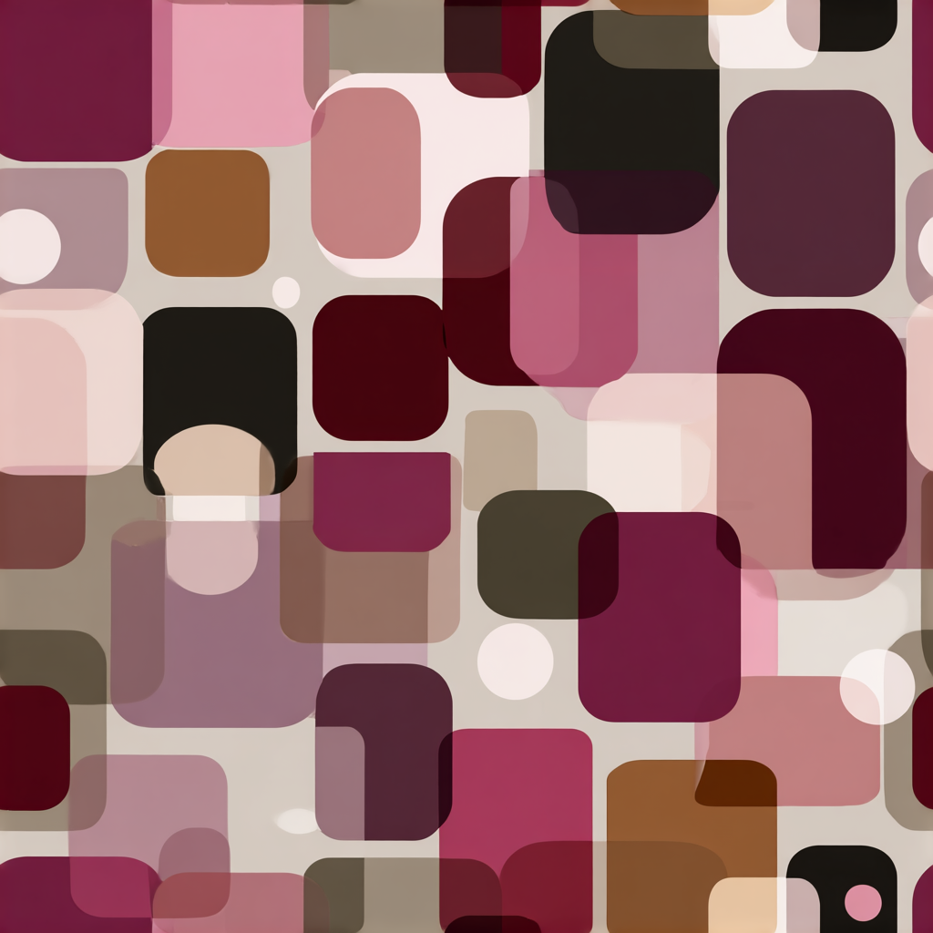 Retro Wallpaper - Geometric Wallpaper | Retro Geometric - Burgundy Pink Beige Rounded Rectangle Peel and Stick Wallpaper