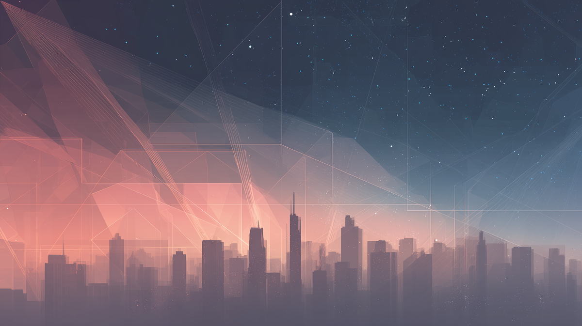 Cosmic Cityscape Wall Mural | Navy Blue Pink Futuristic Skyline, Starry Sky Neon Line Peel and Stick Mural, Modern Bedroom Office Decor