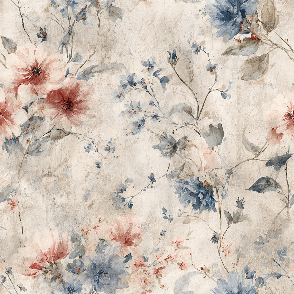 Hand-painted flower wallpaper with watercolor effect