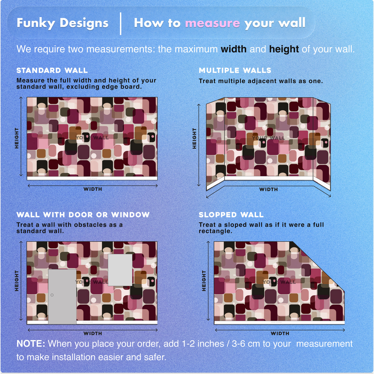 Retro Wallpaper - Geometric Wallpaper | Retro Geometric - Burgundy Pink Beige Rounded Rectangle Peel and Stick Wallpaper