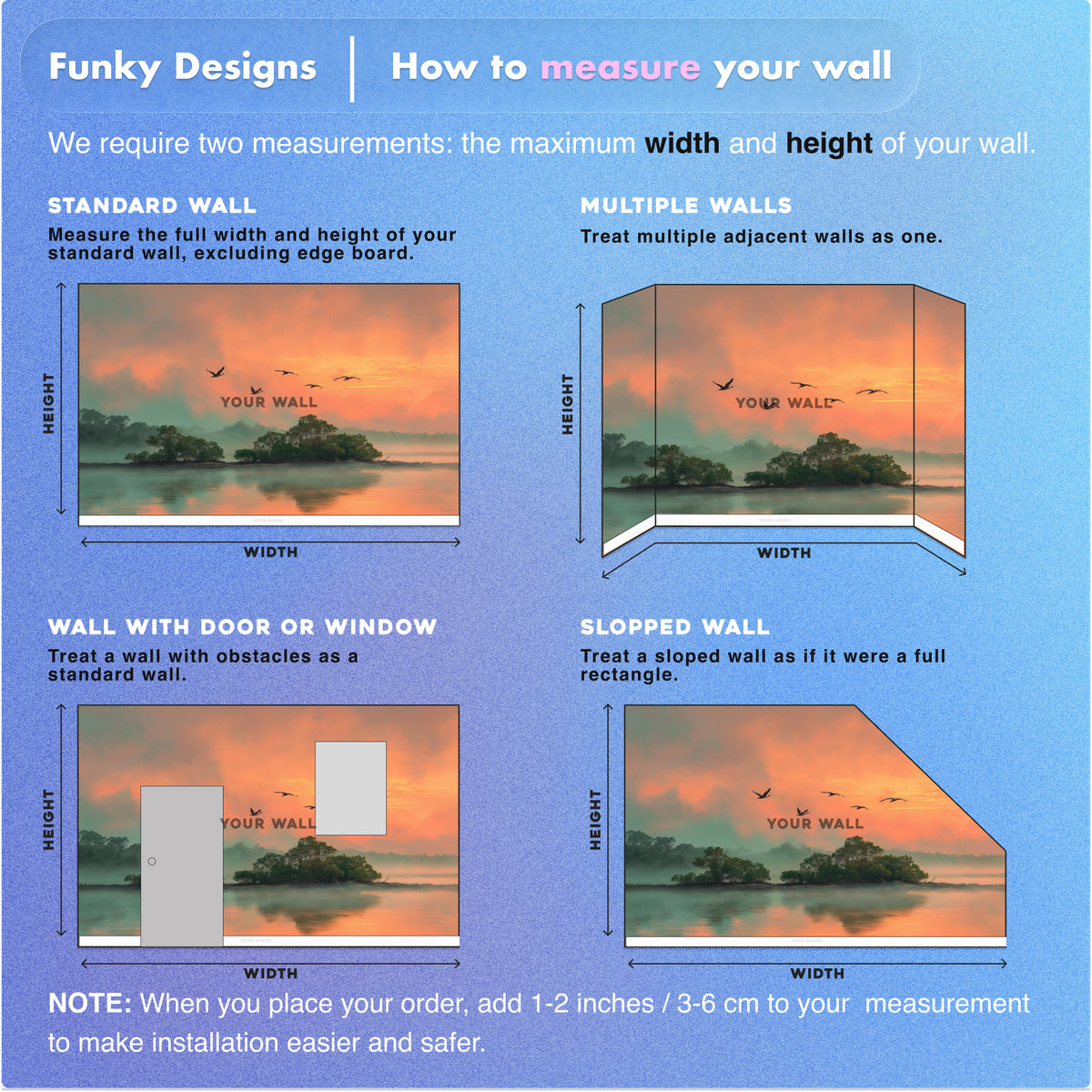 Tropical Mangrove Sunrise Wall Mural | Birds Over Calm Water, Coral Teal Landscape, Peel and Stick Mural for Living Room Bedroom Decor