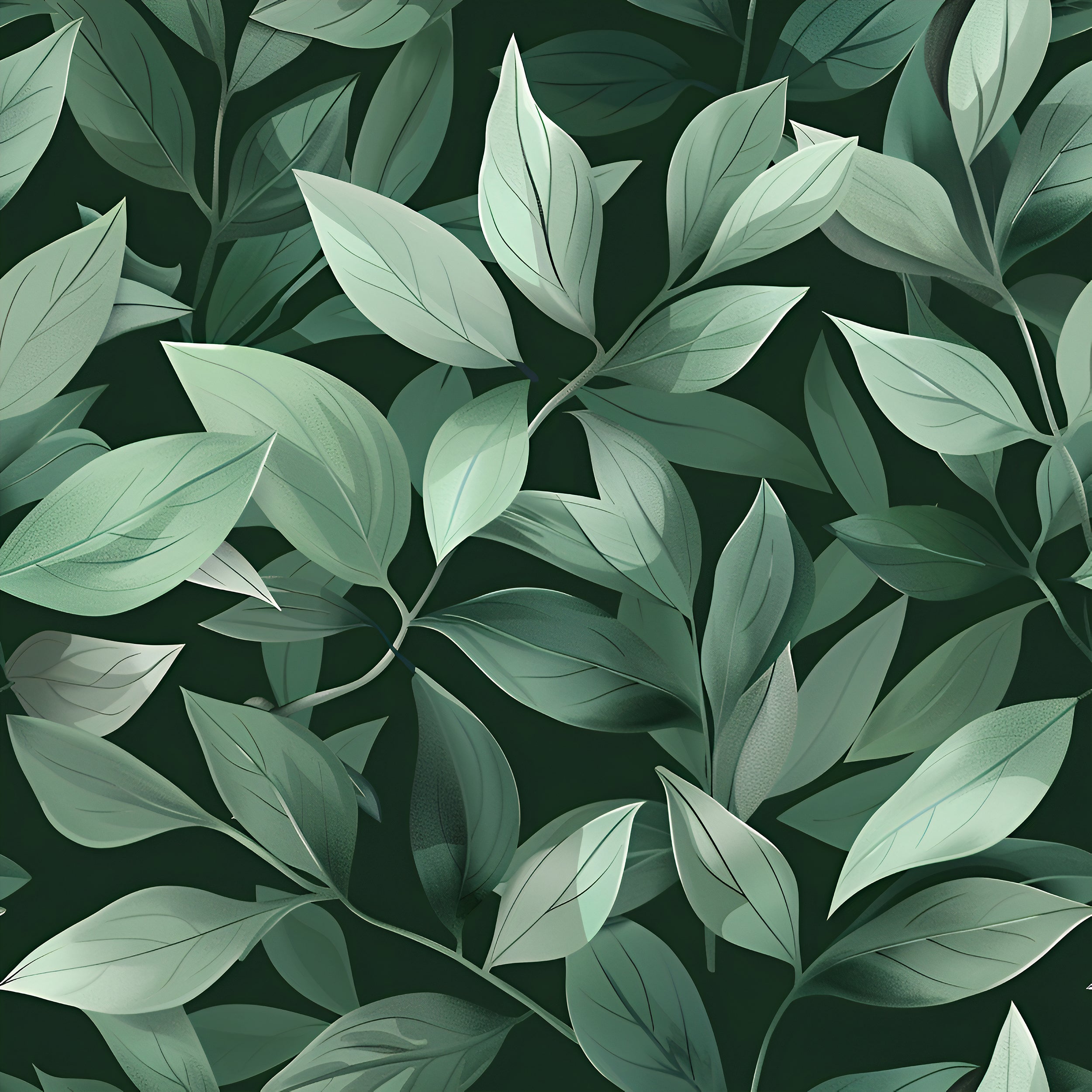 Green Leaves Wallpaper, Peel and Stick Greenery Wall Decor, Removable Dark Green Botanical Wallpaper, Tree Leaves Pattern Wallpaper