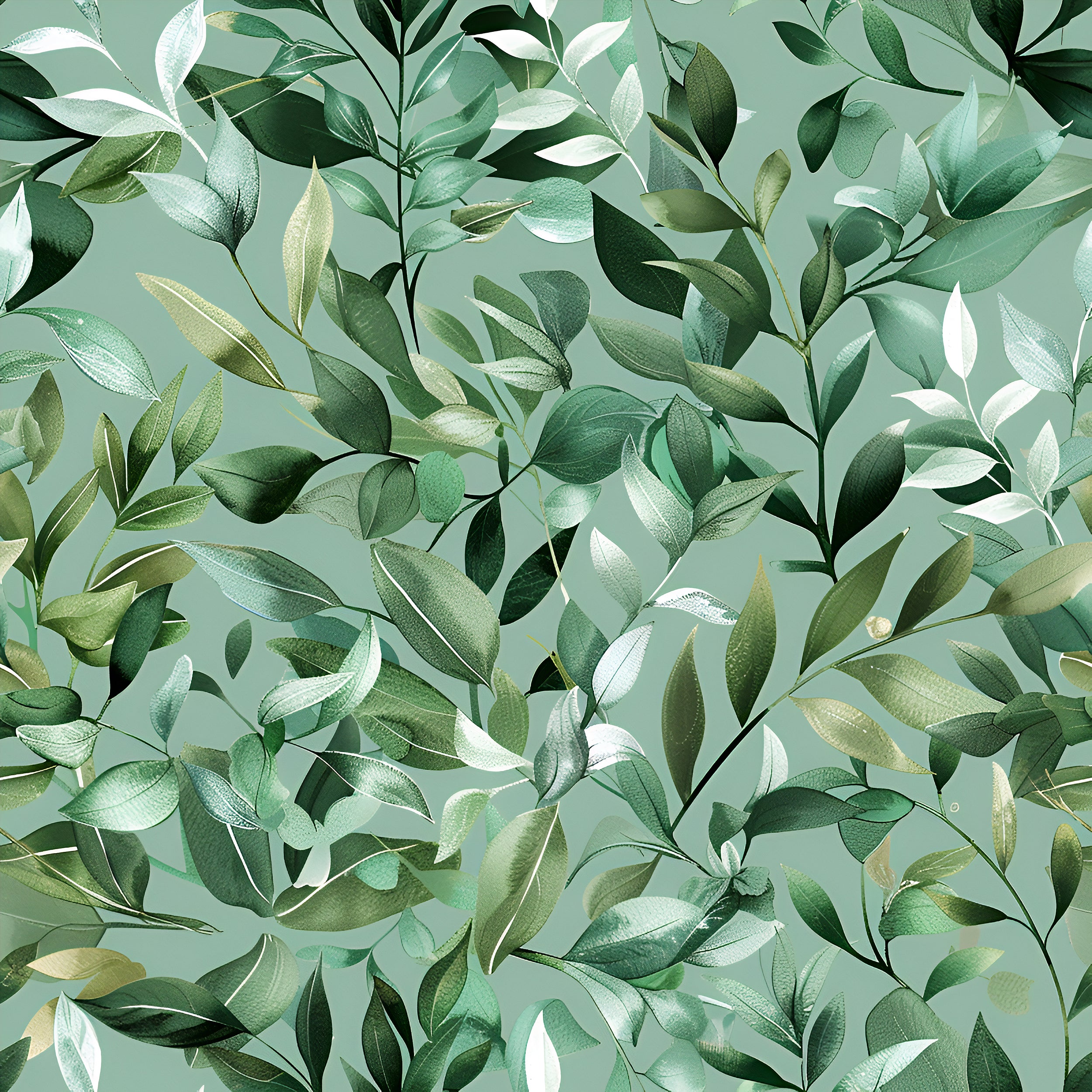 Greenery Wallpaper, Peel and Stick or Pre-pasted Green Botanical Wallpaper, Leaves and Branches Wall Decor, Removable Nature Wall Art