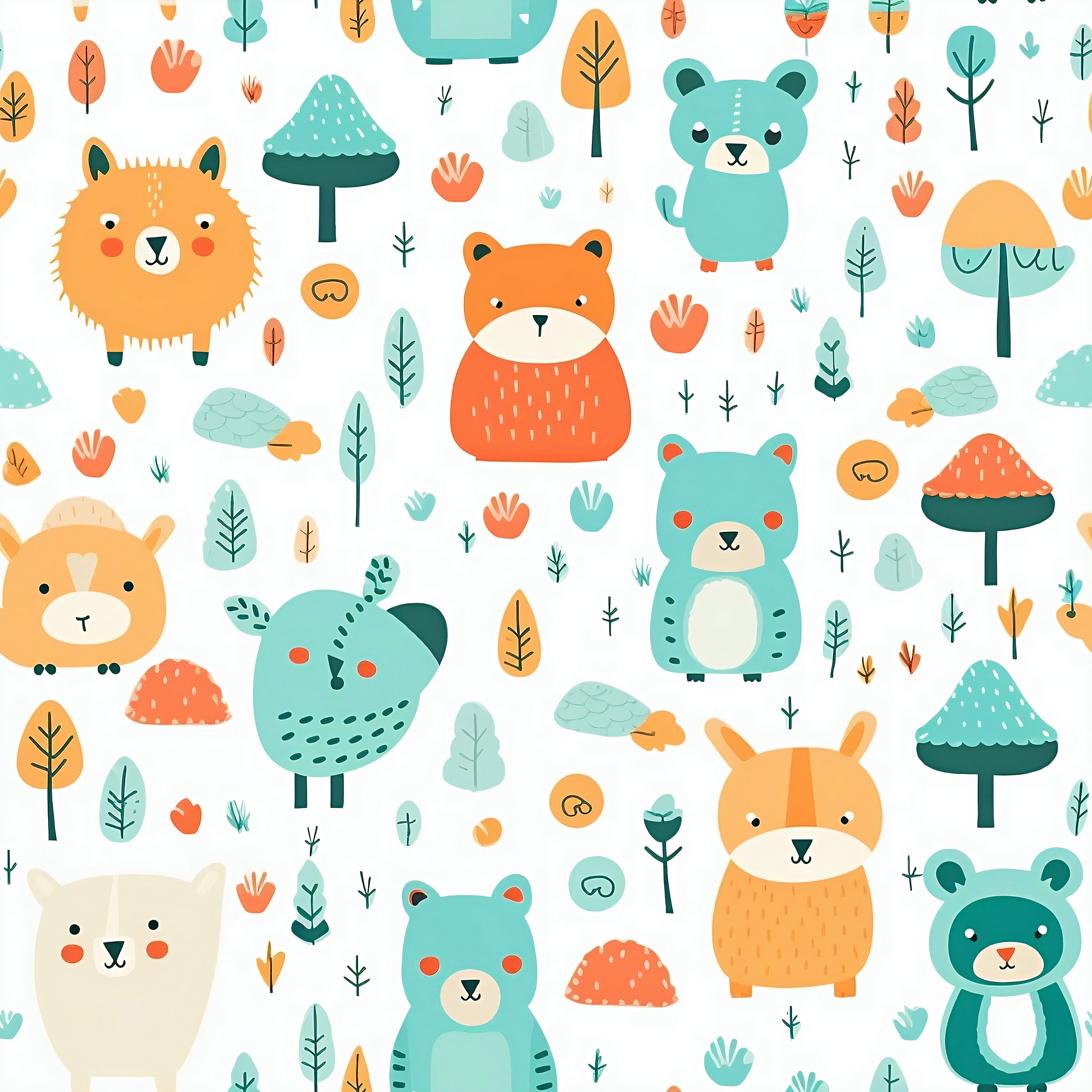 Removable Cute Animals Wallpaper Detail