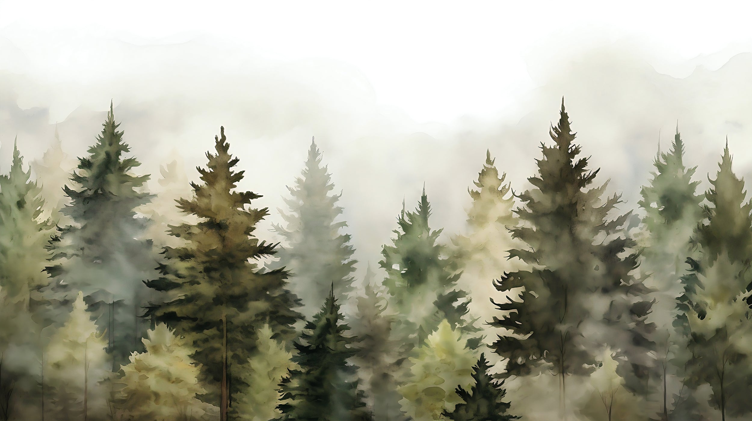 Peel and Stick Foggy Forest Wallpaper Aesthetics