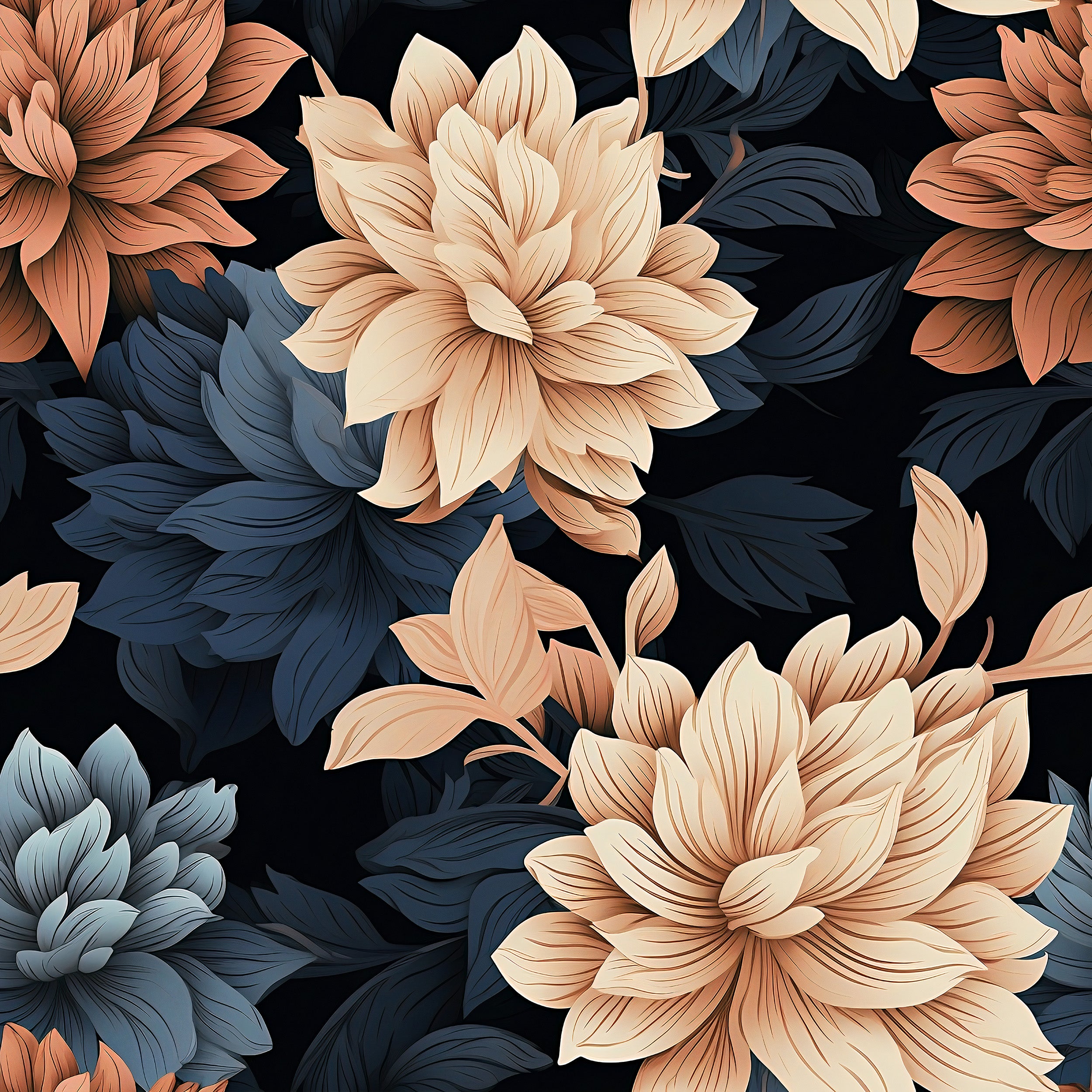 Dramatic Removable Floral Pattern Wallpaper Aesthetics