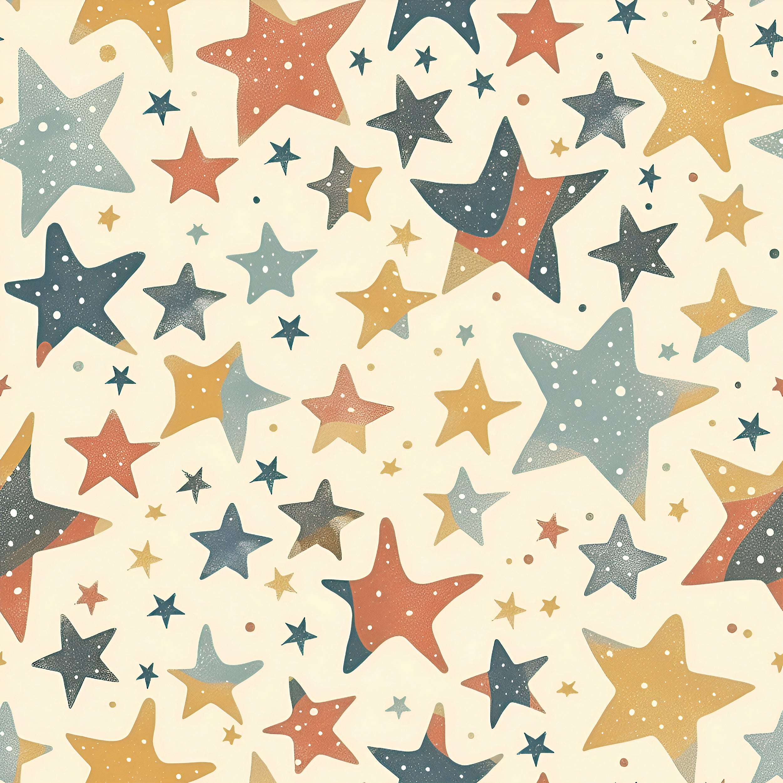 Small and Large Stars Wallpaper, Multicolor Kids Room Stars Wall Decor, Self-adhesive Starry Wallpaper, Beige Nursery Star Pattern Decal
