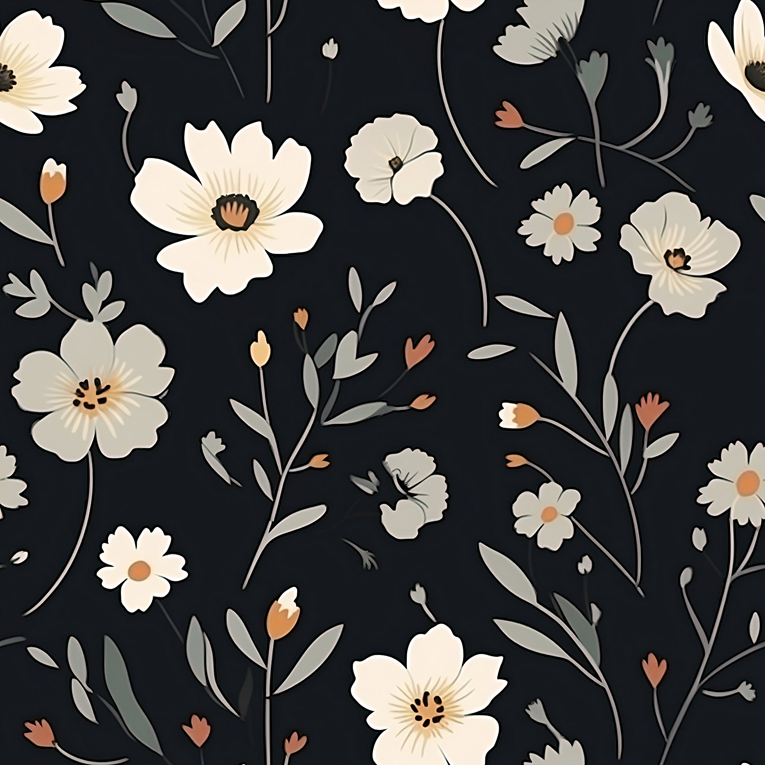 Sophisticated Dark Floral Mural for Interiors