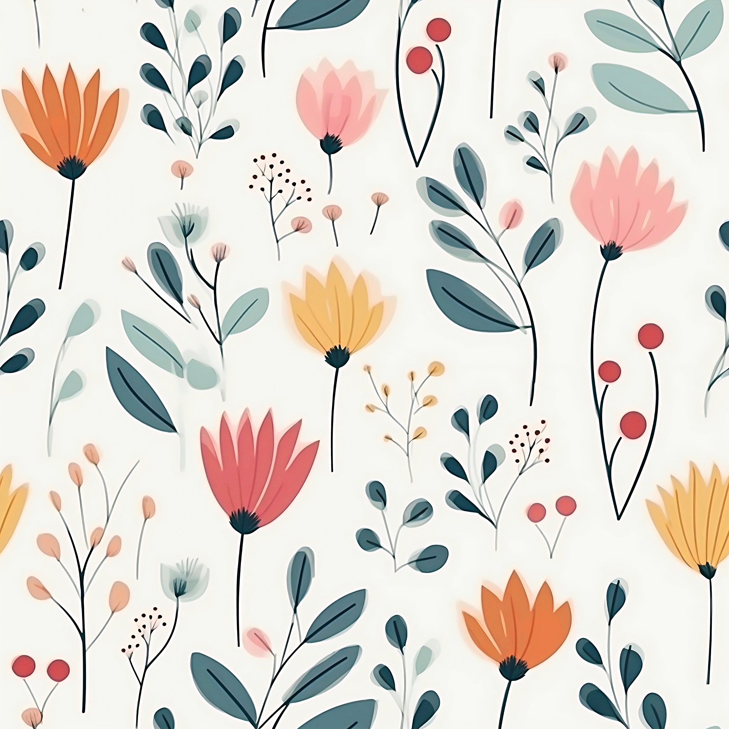 Nursery Floral Wallpaper with Removable Design