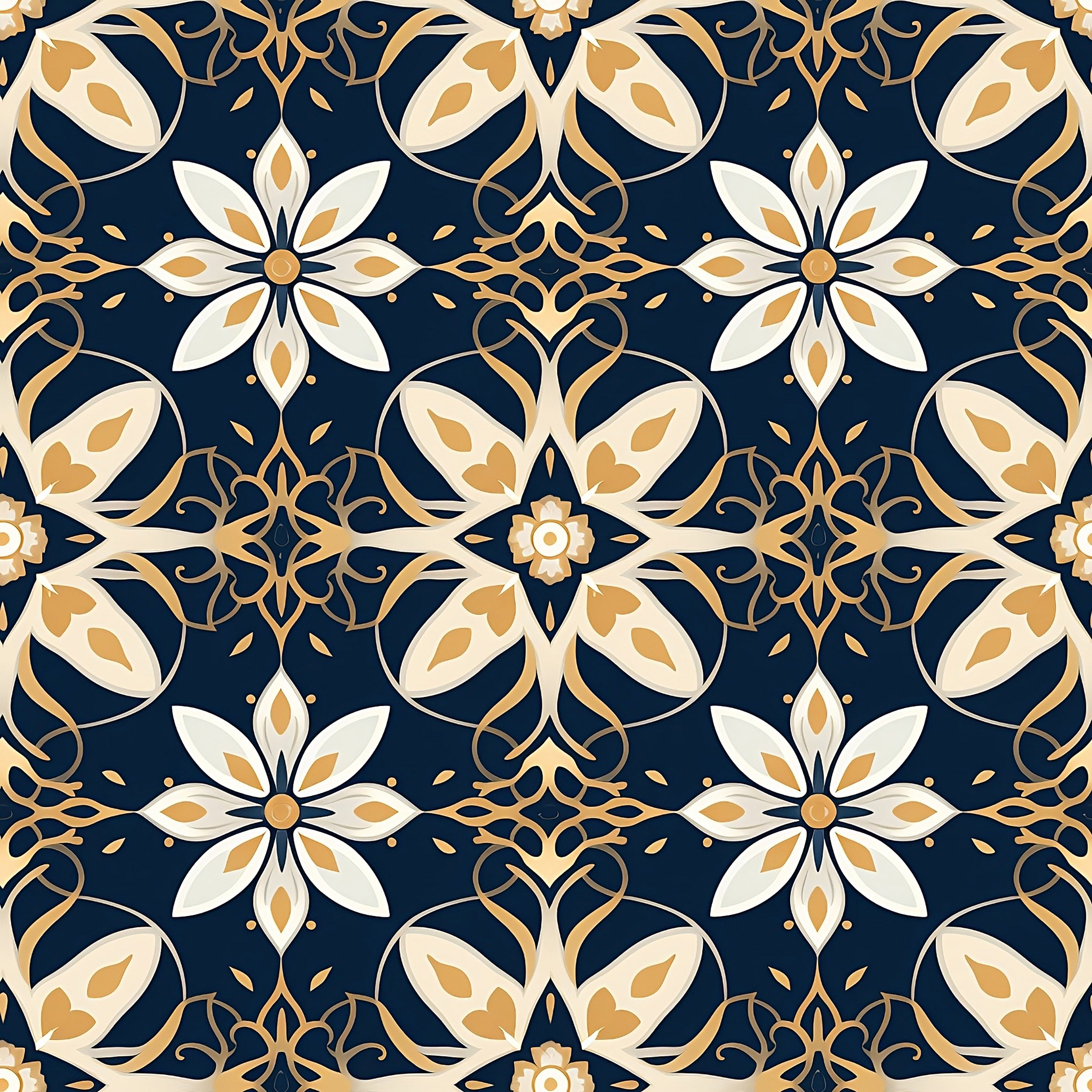 Blue and Orange Peel and Stick Floral Wallpaper