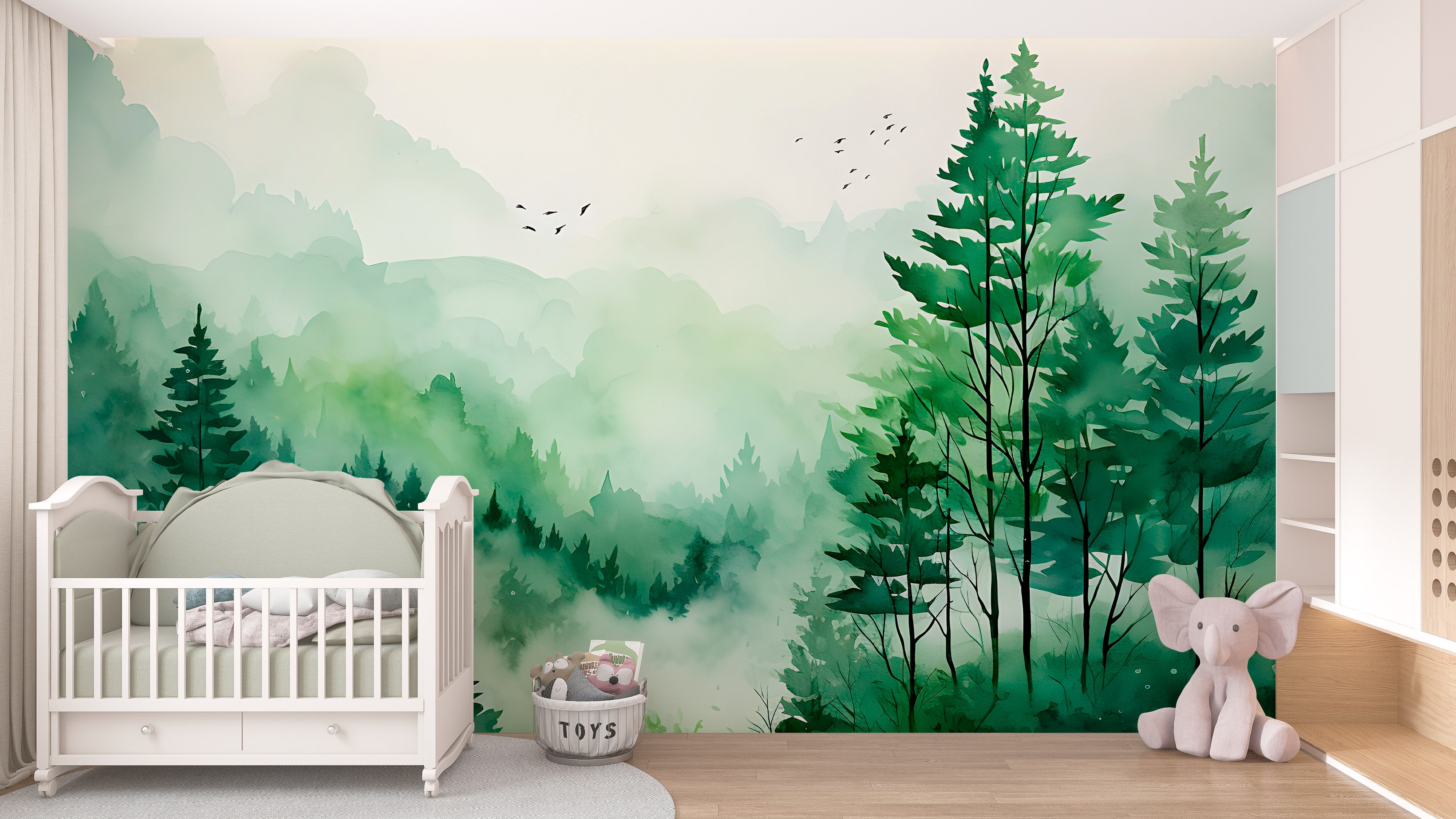 Nature-Inspired Foggy Forest Wall Tapestry