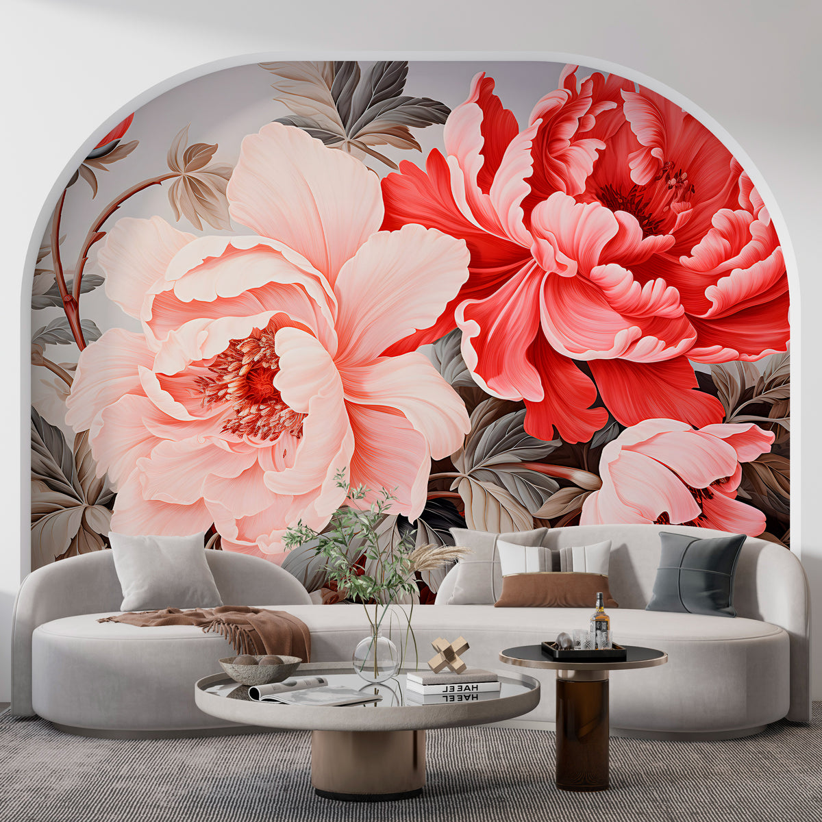 Pink Rose Mural - Victorian Roses Wallpaper