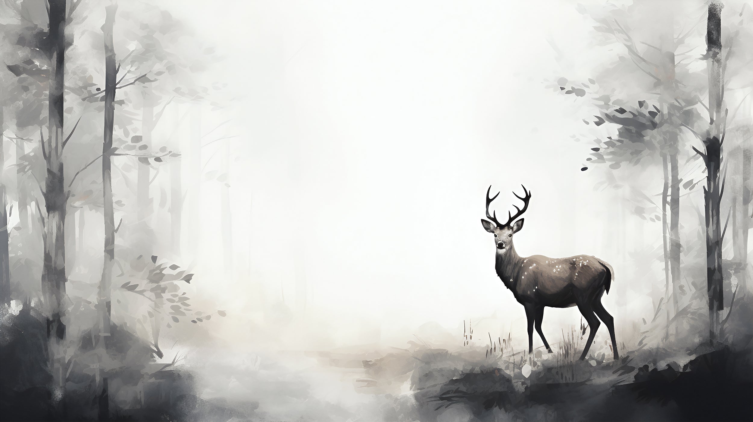 Deer in Forest PVC-Free Wallpaper Design
