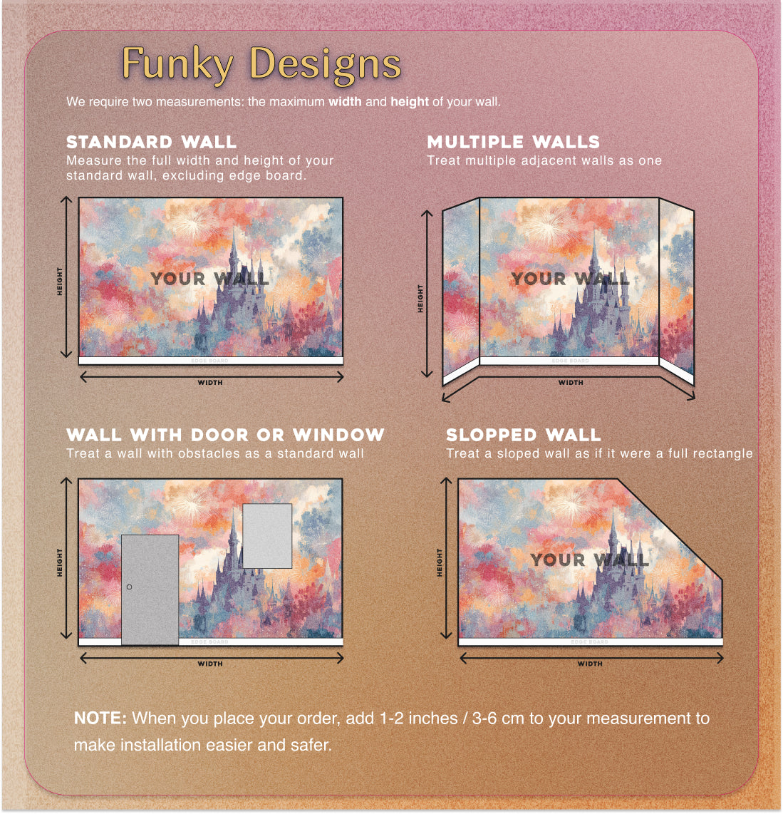 dreamy fireworks sky castle wall décor for bedroom