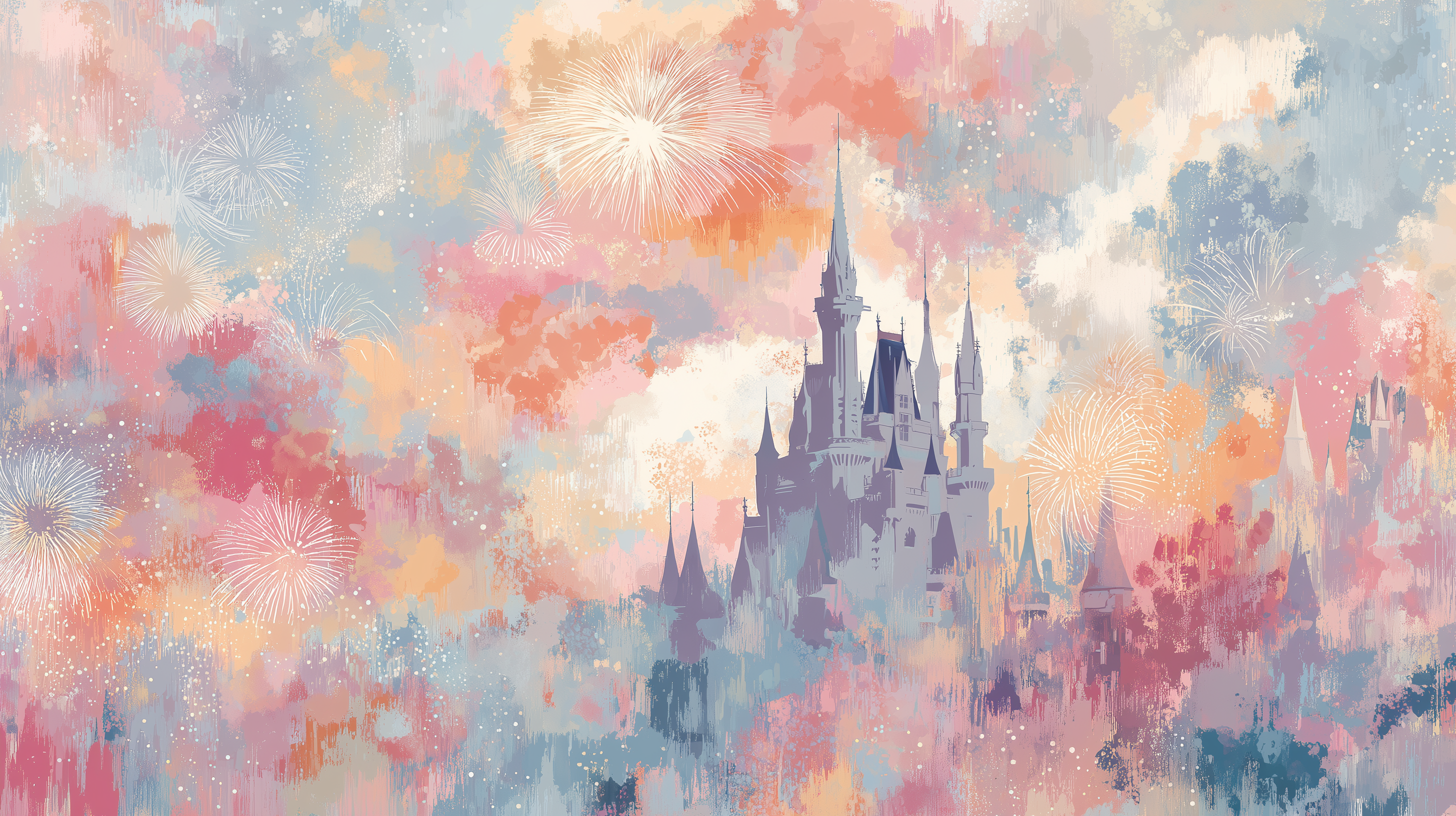 magical storybook themed wall mural in soft colors