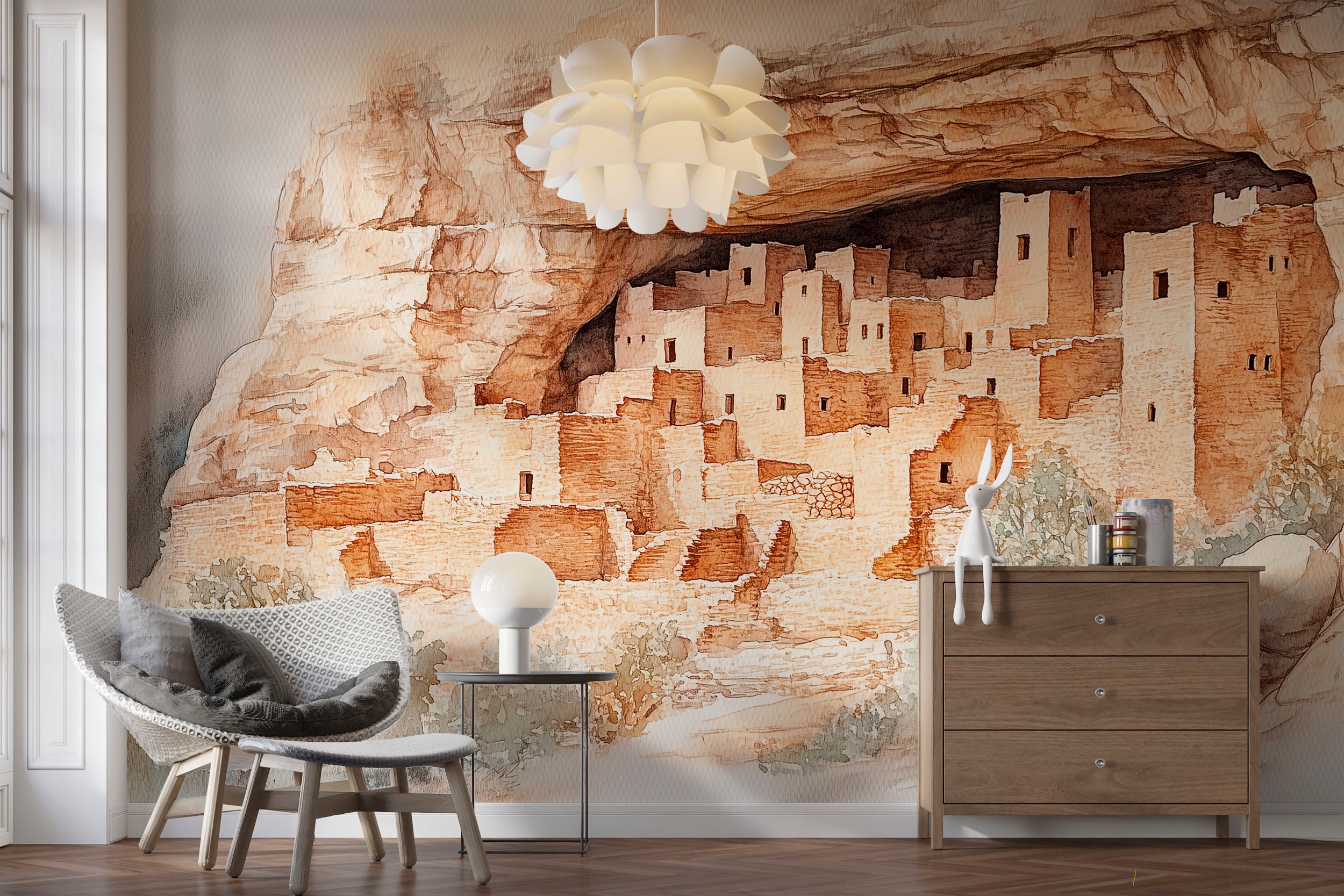 Colorado Ancient Cliff Wall Mural, Peel and Stick Removable Rock Town Wallpaper, Sand Castle Wall Decor