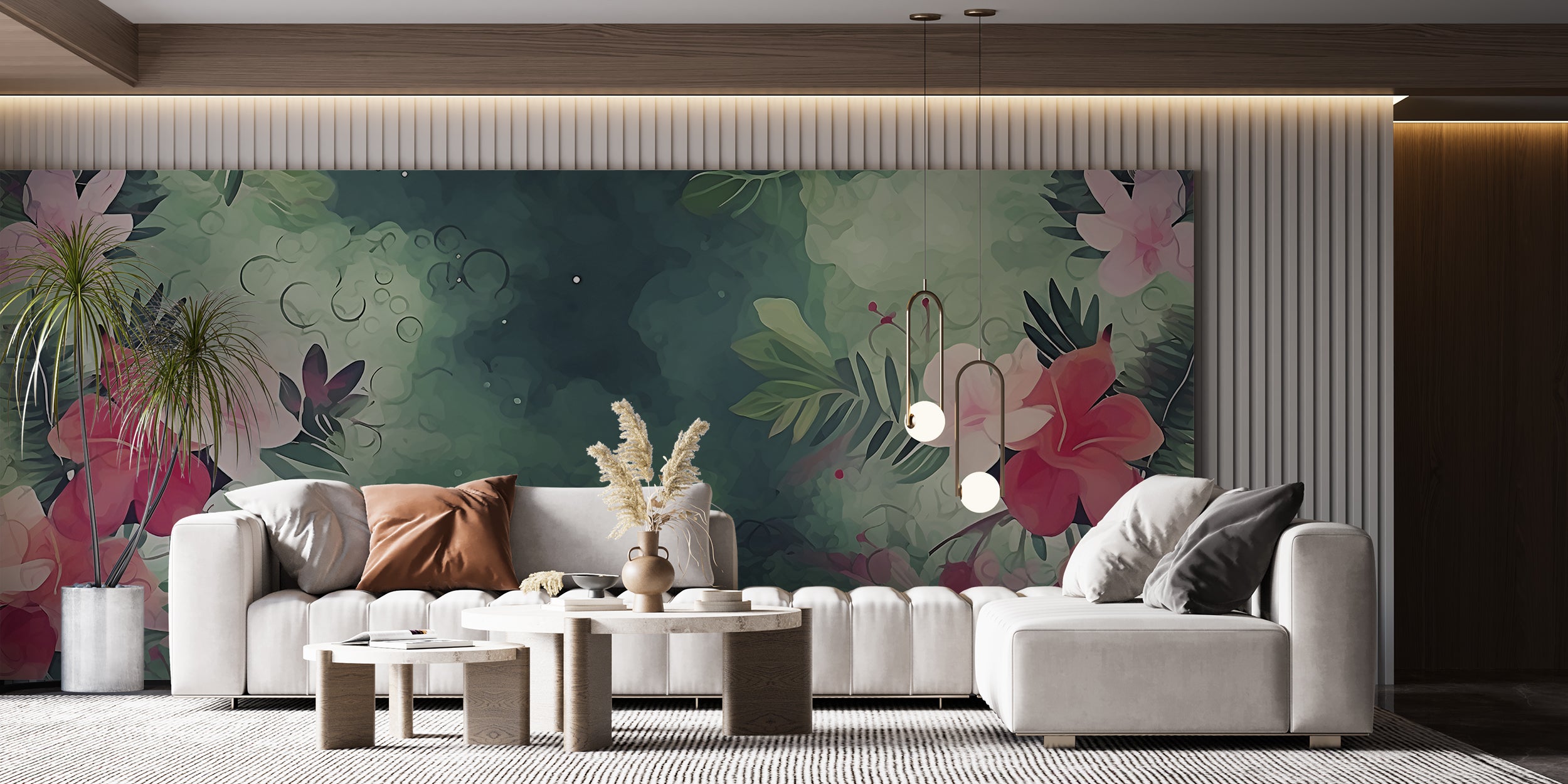 Peel and Stick Green Flower Wallpaper for Home