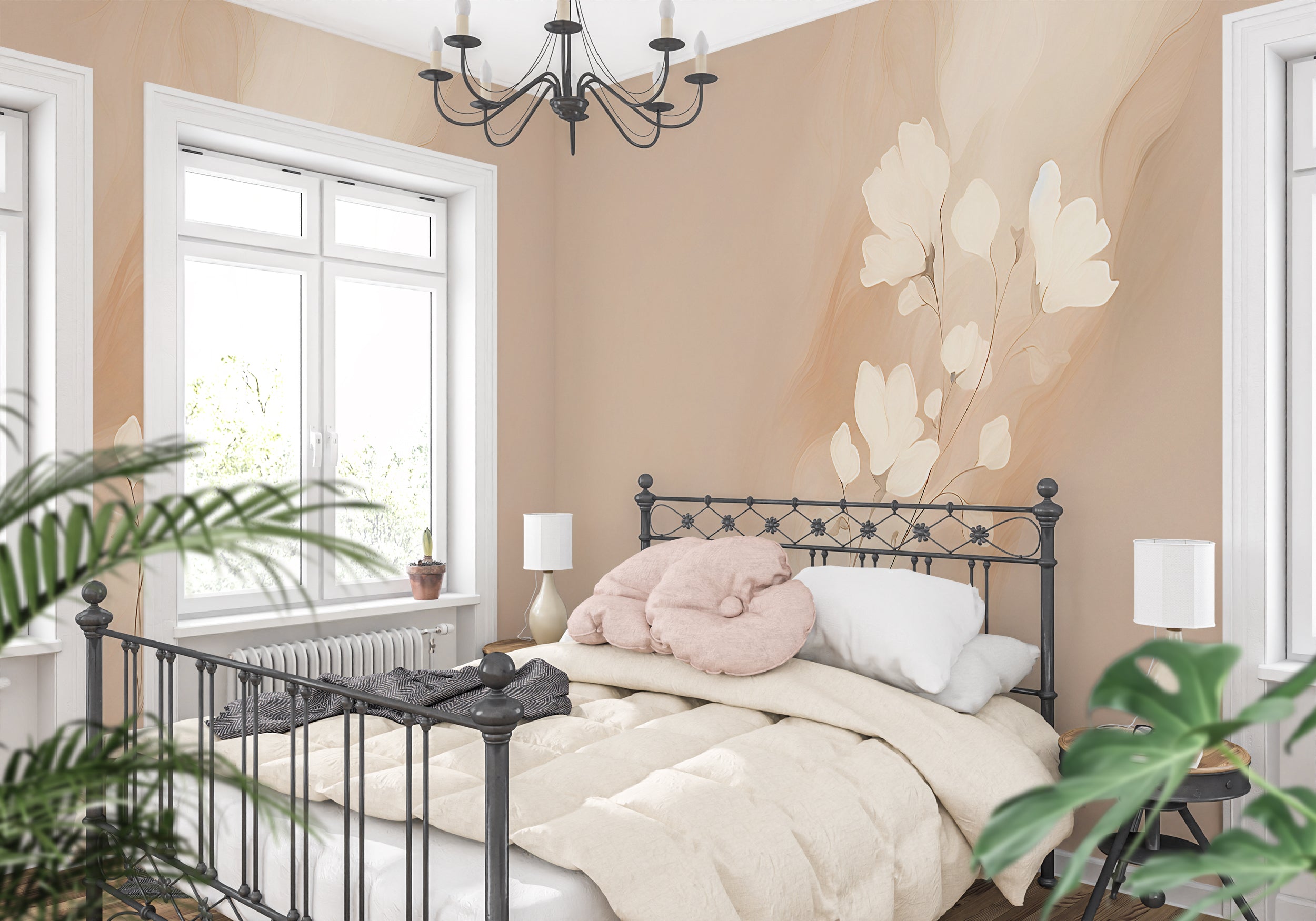 Easy Install White and Beige Mural