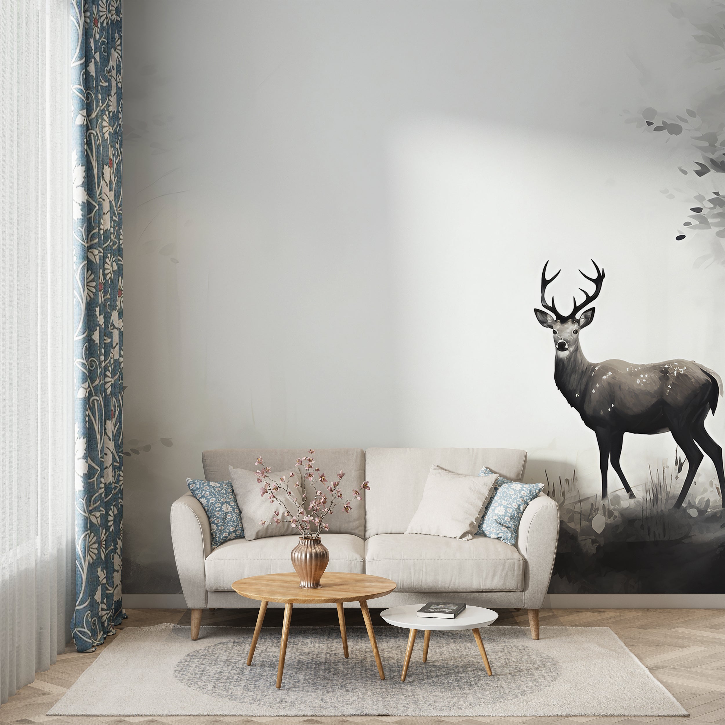 Watercolor Forest Mural for Serene Ambiance