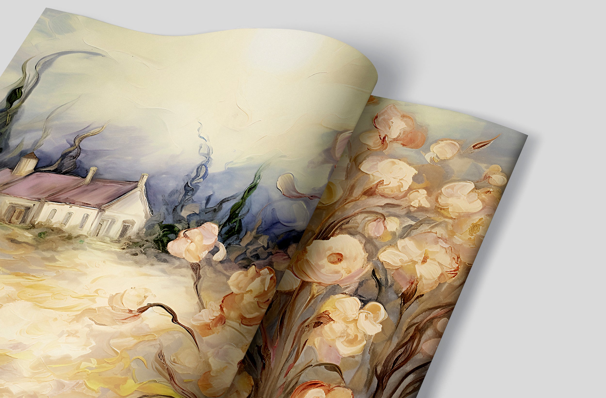 Watercolor Landscape Wallpaper for Harmonious Ambiance