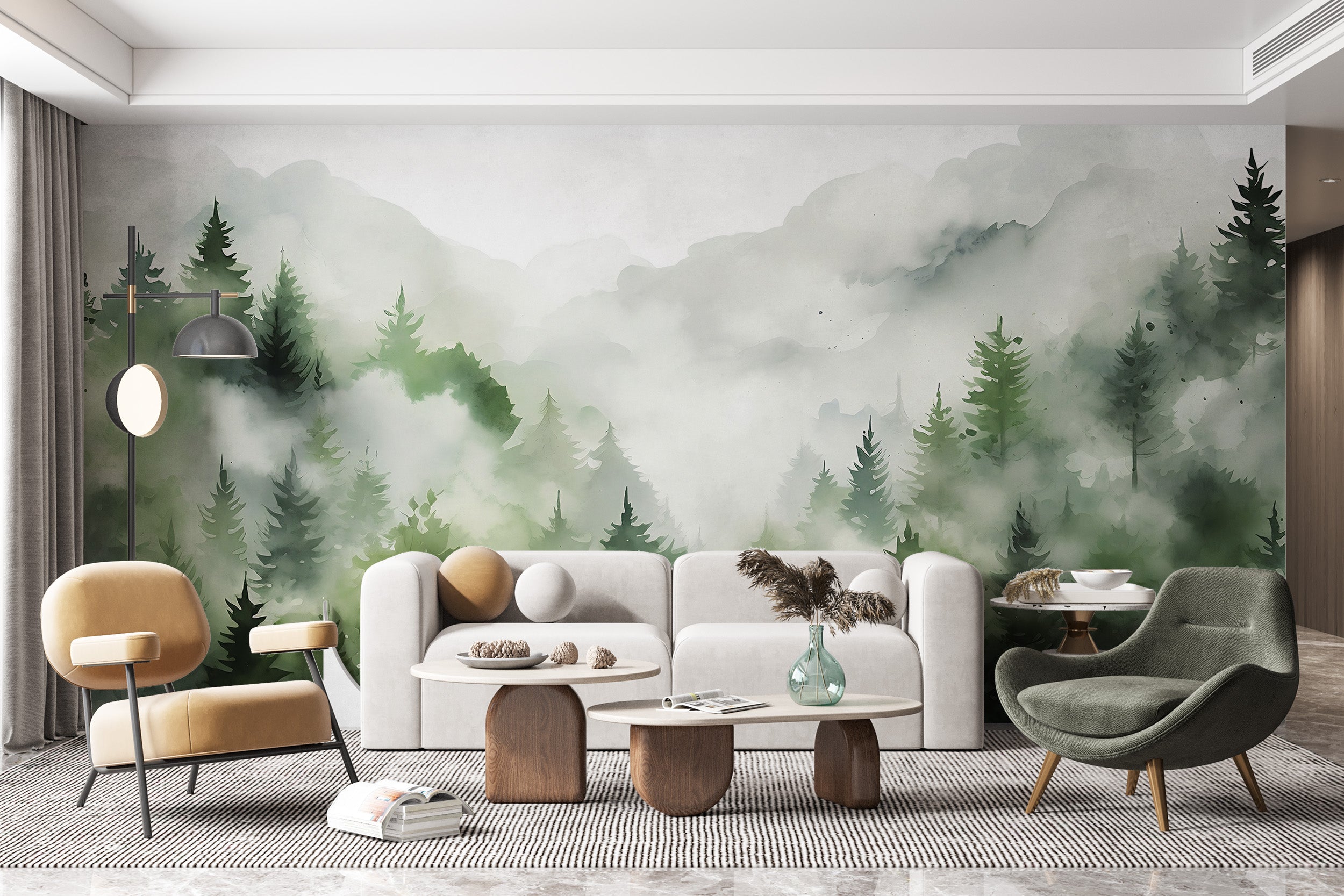Effortless Application of Foggy Forest Wall Covering
