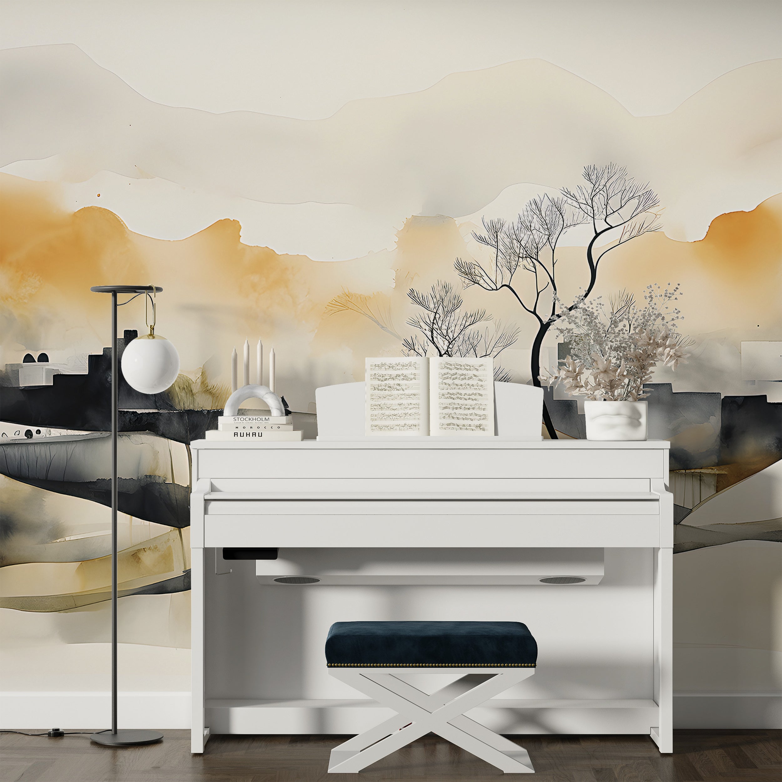 Modern Watercolor Mural for Stylish Rooms