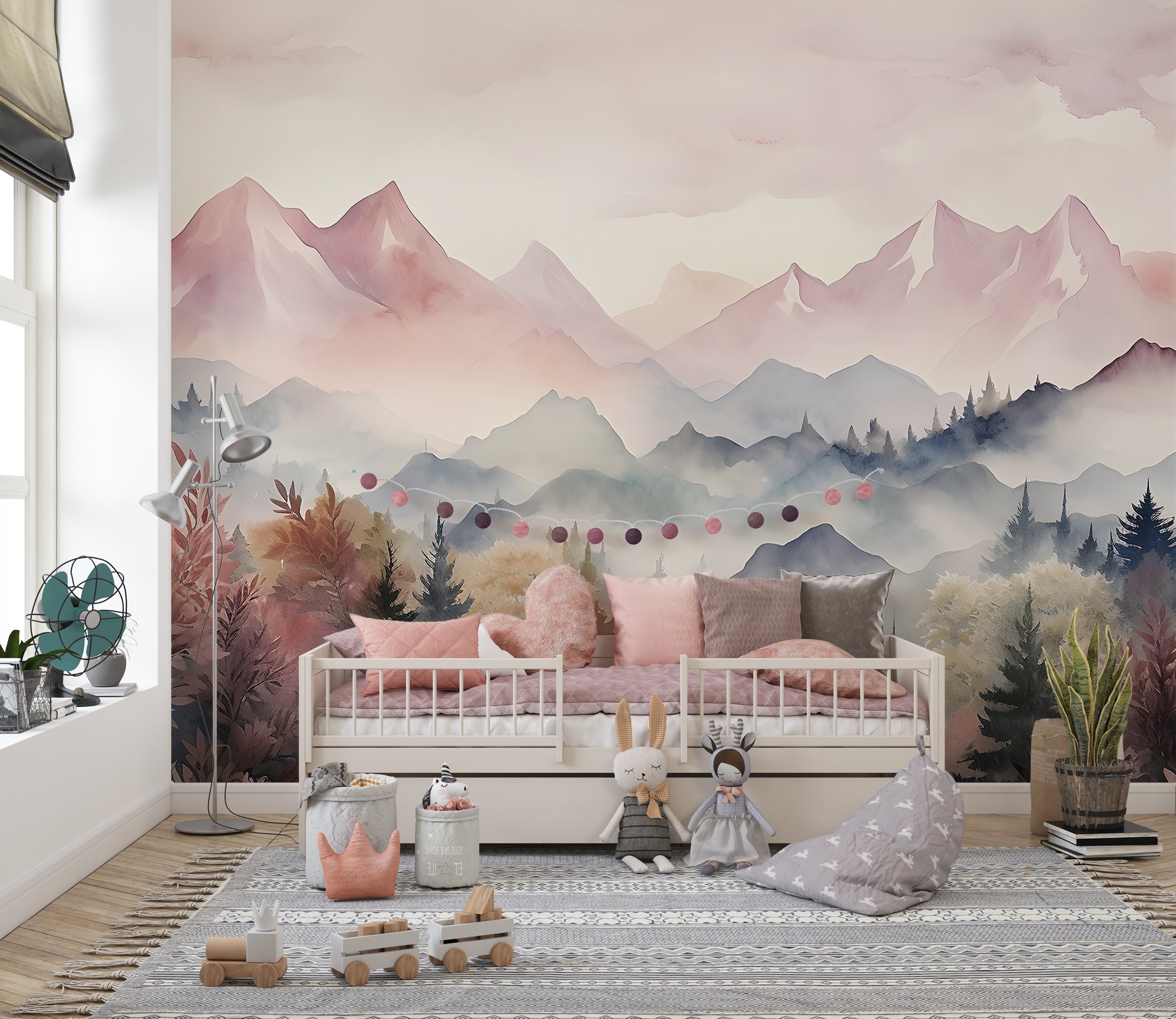 Removable Pink and Blue Forest Scene