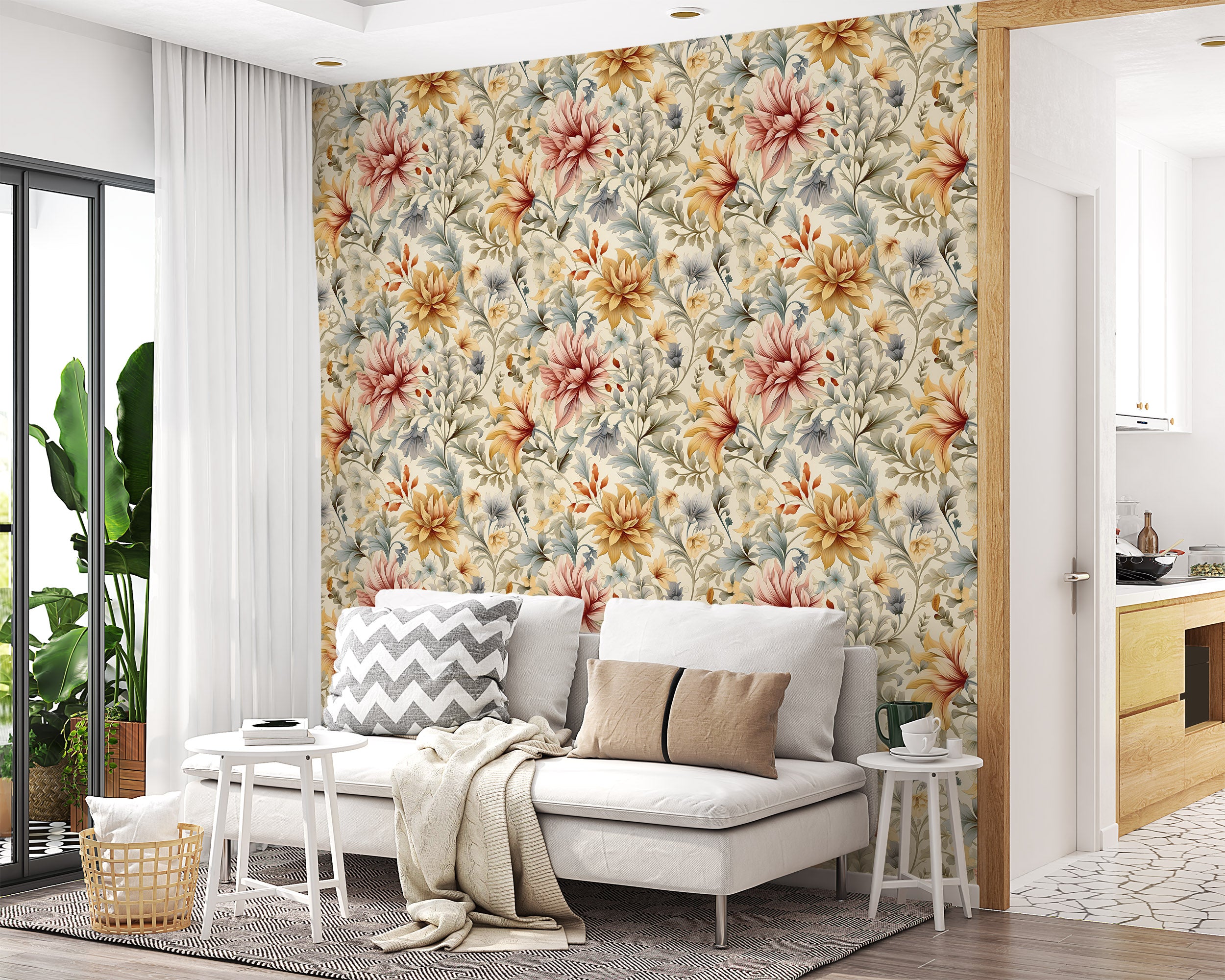 Lively Floral Pattern Enhancing Room Aesthetics