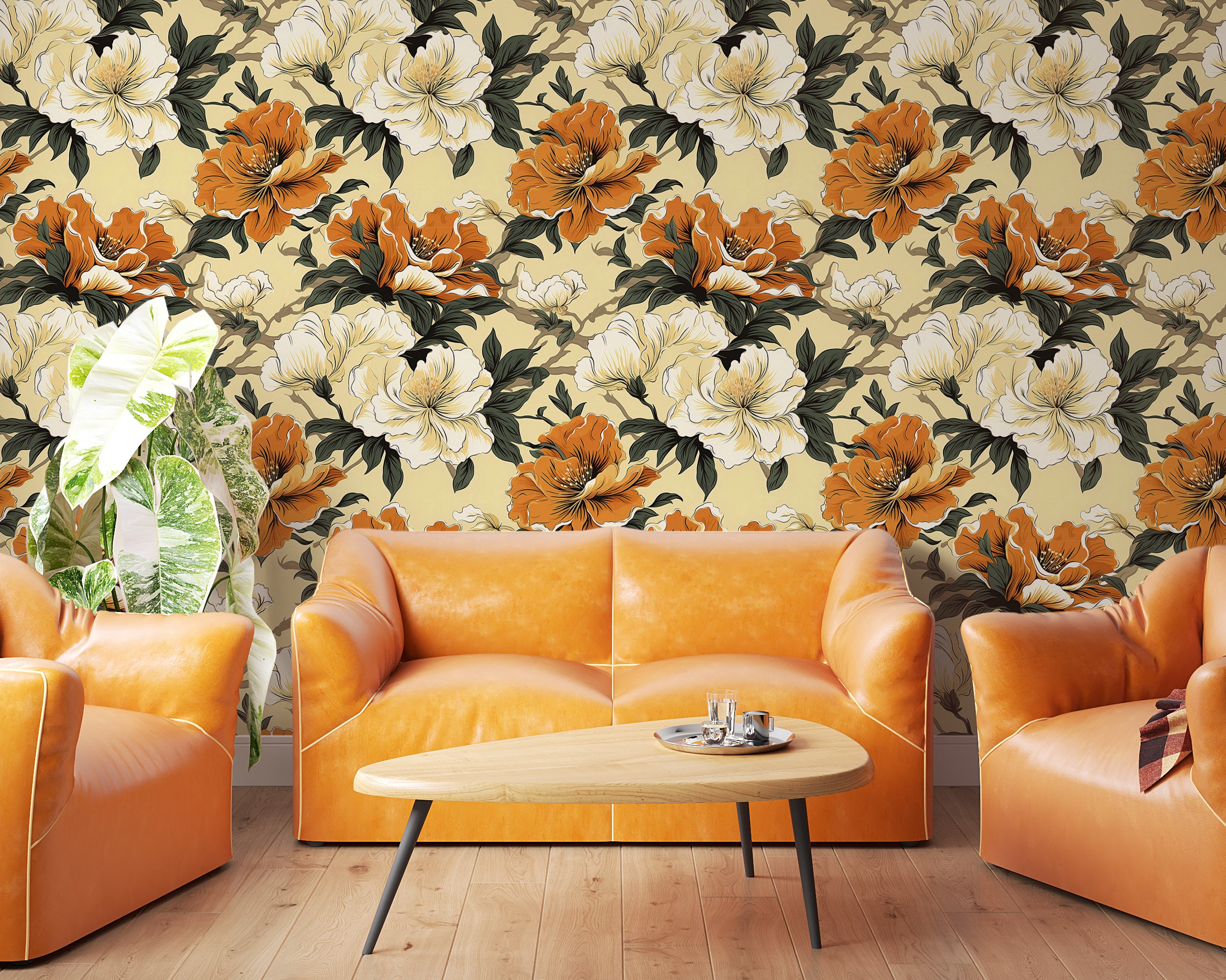 Easy Application Wild Flowers Wall Covering