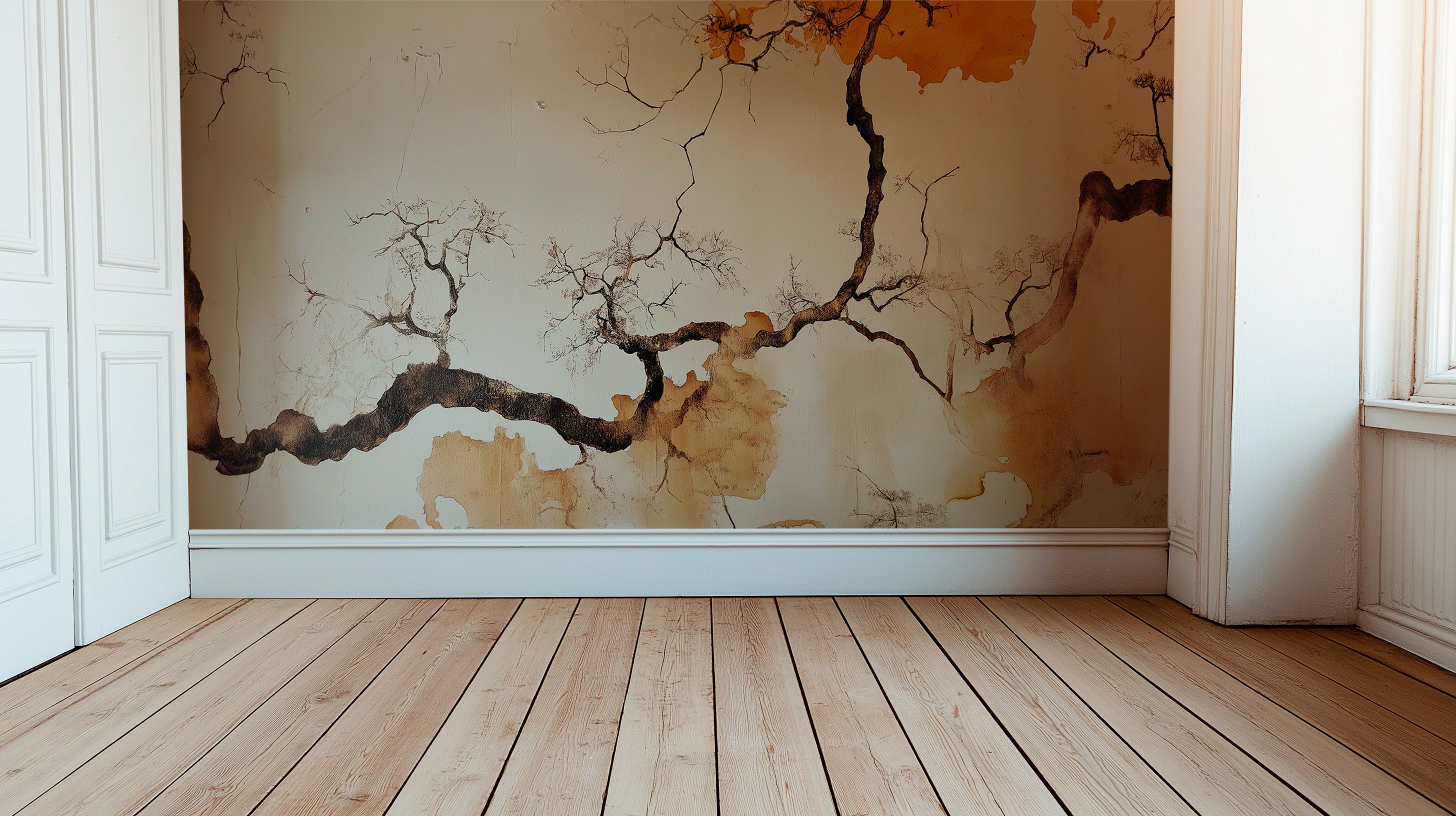 Modern Abstract Crackle Effect Wallpaper – Earthy Tones