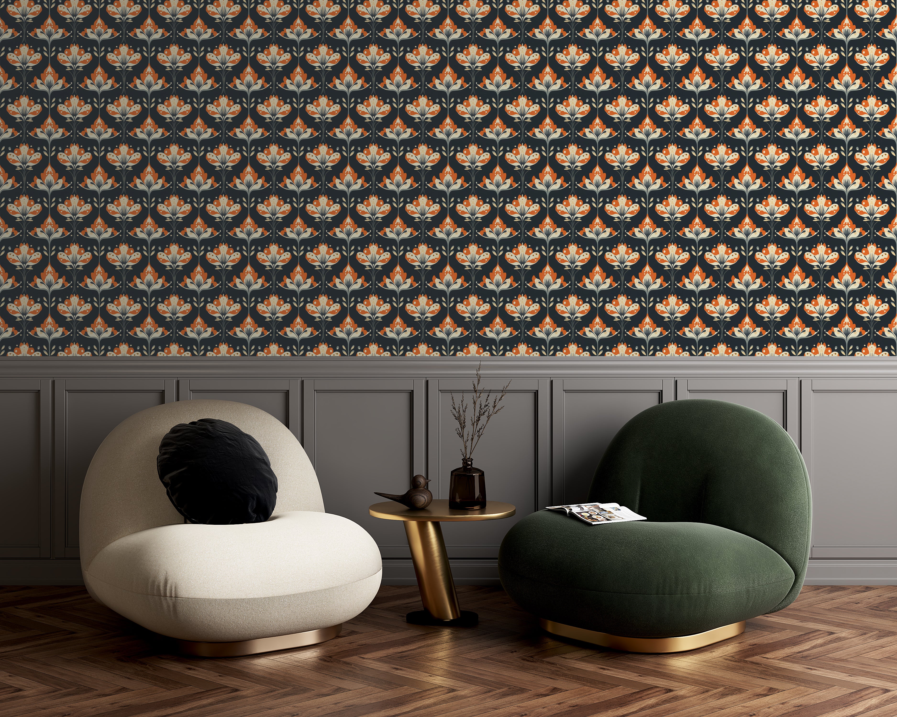 scandinavian flower pattern
retro floral wallpaper design