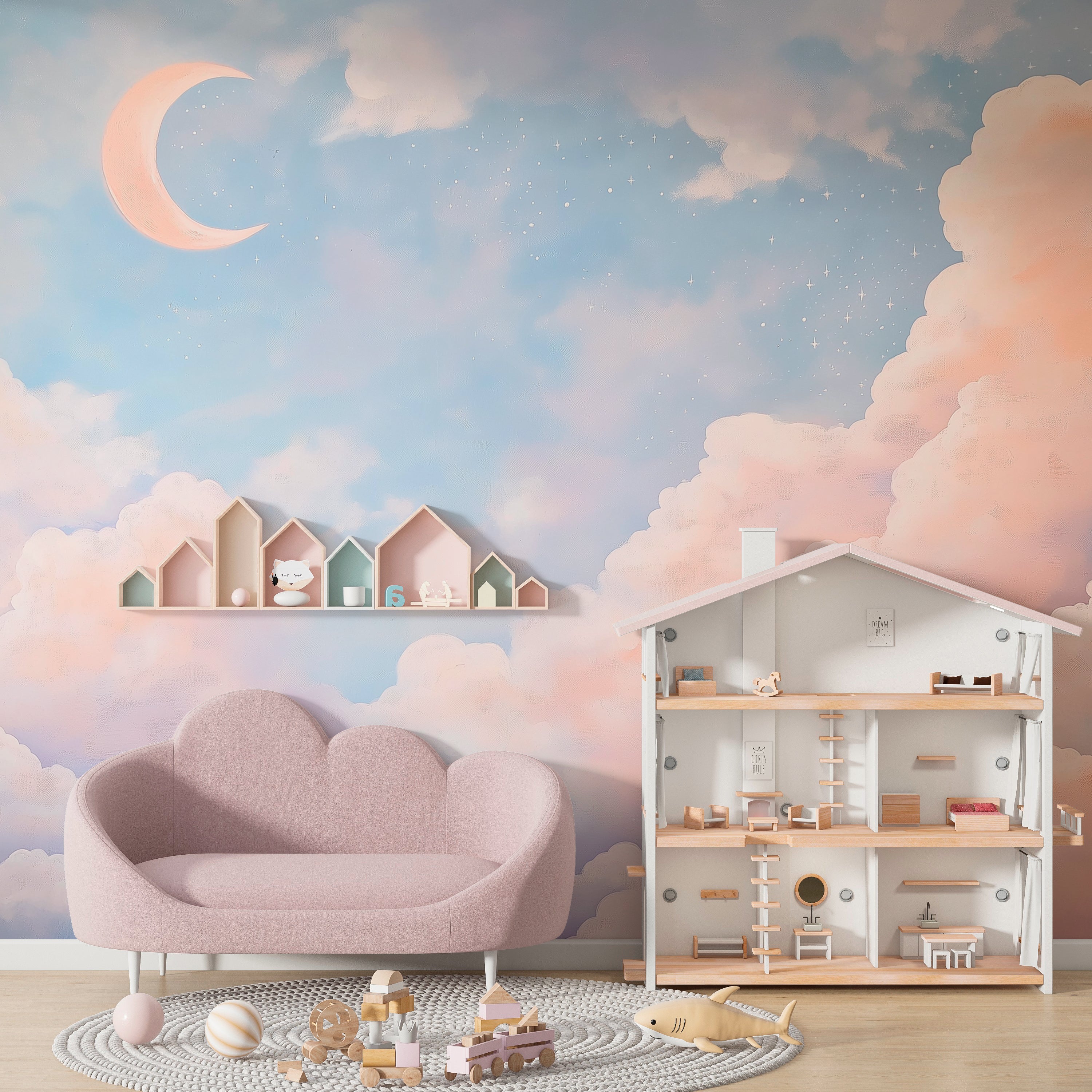 Dreamy Pastel Sky Wallpaper for Nursery, Kids Room, or Home Decor – Cozy and Calming Aesthetic