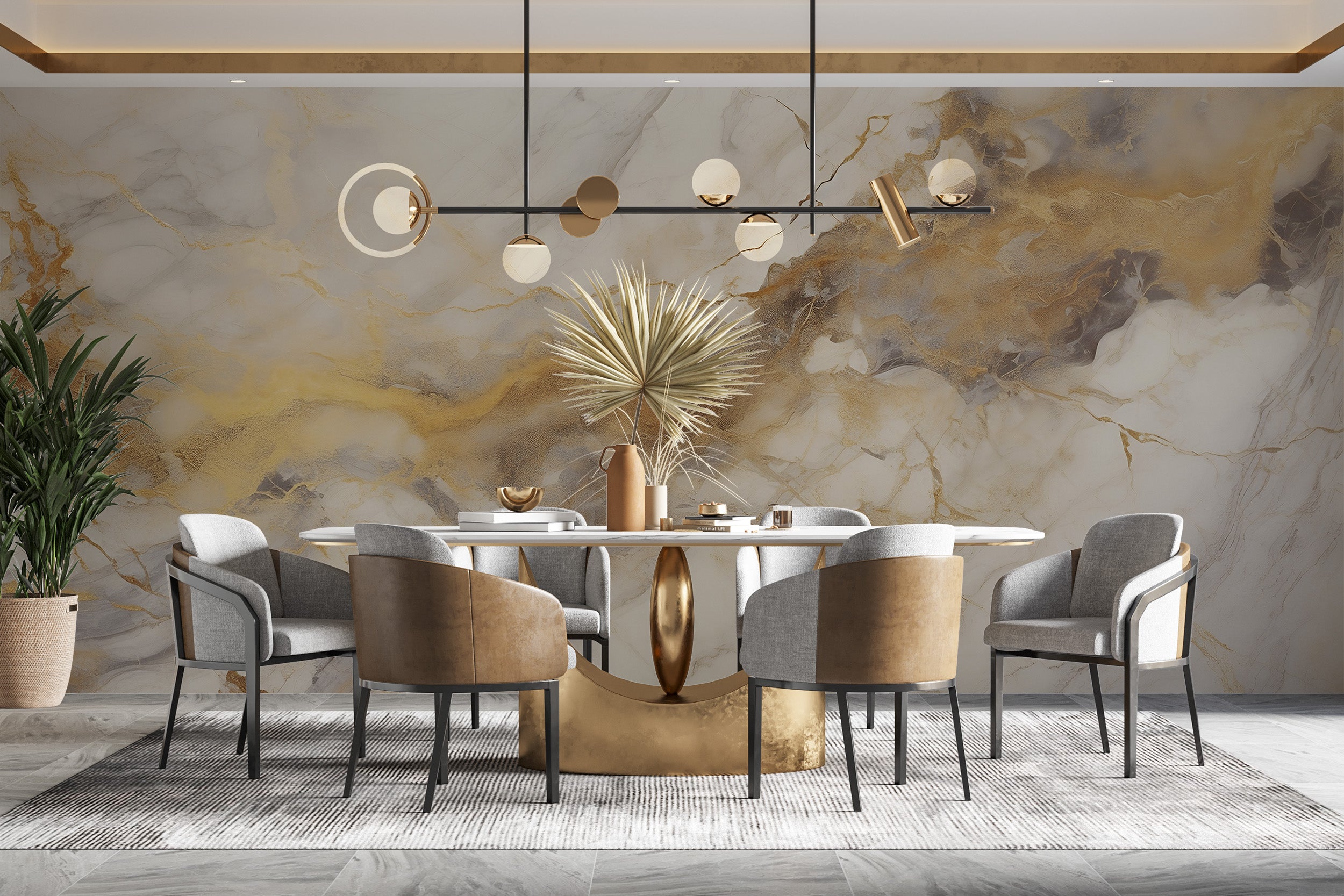 Luxurious Gold and Beige Wall Decor