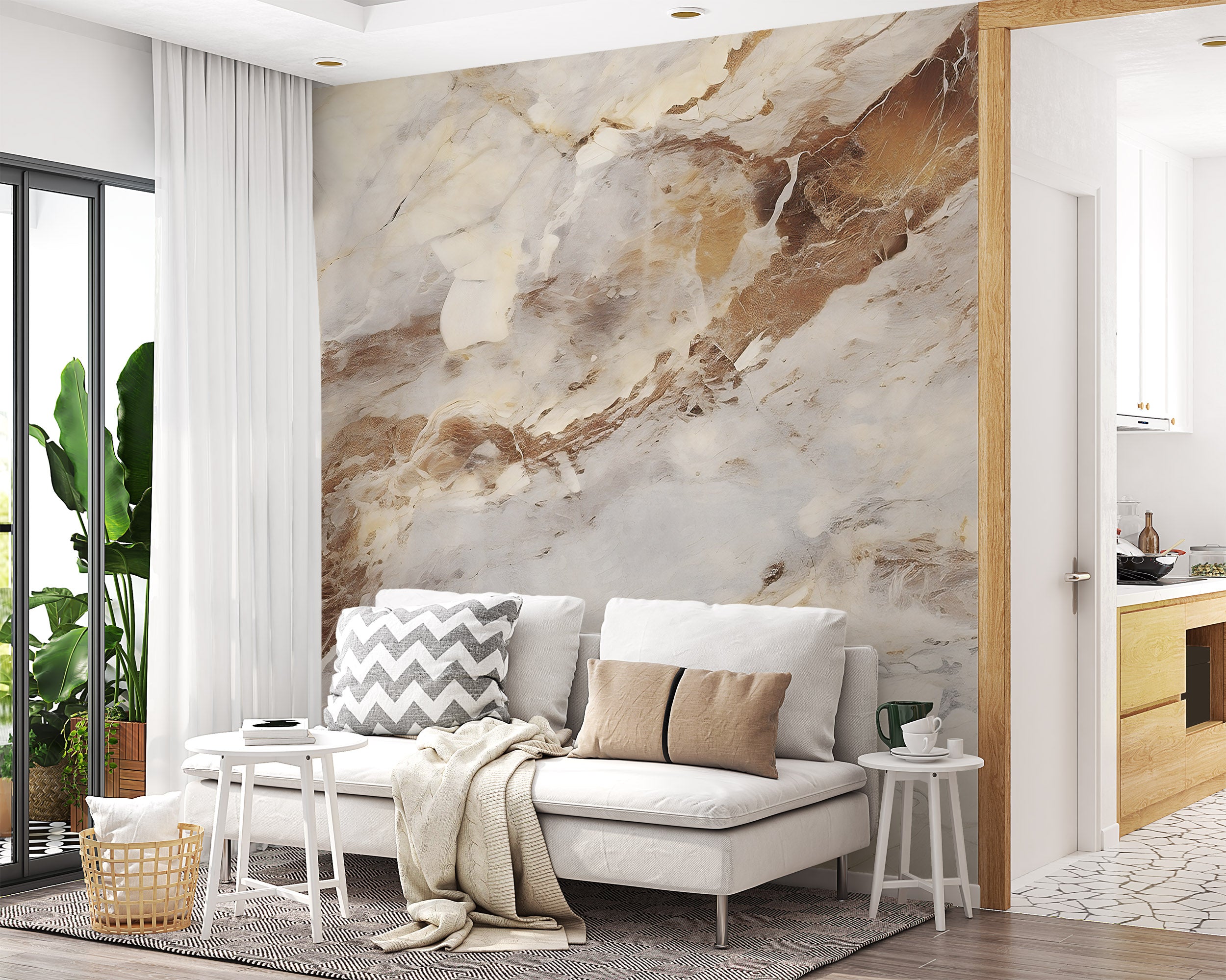 Peel and Stick Marble Wall Covering with Brown and Grey Tones for Stylish Decor