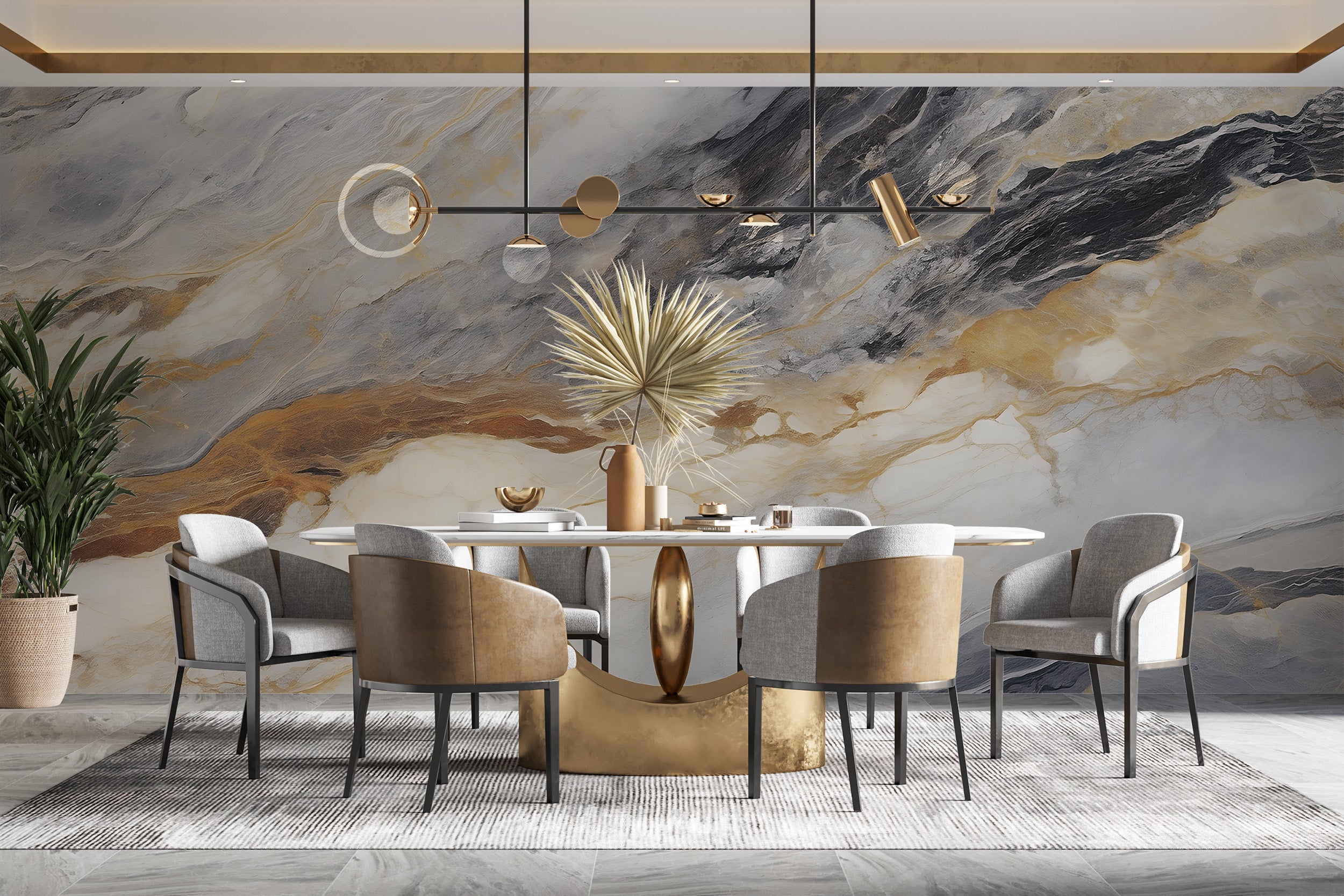 Marble Design Mural in Custom Size Transforming Living Space Elegantly