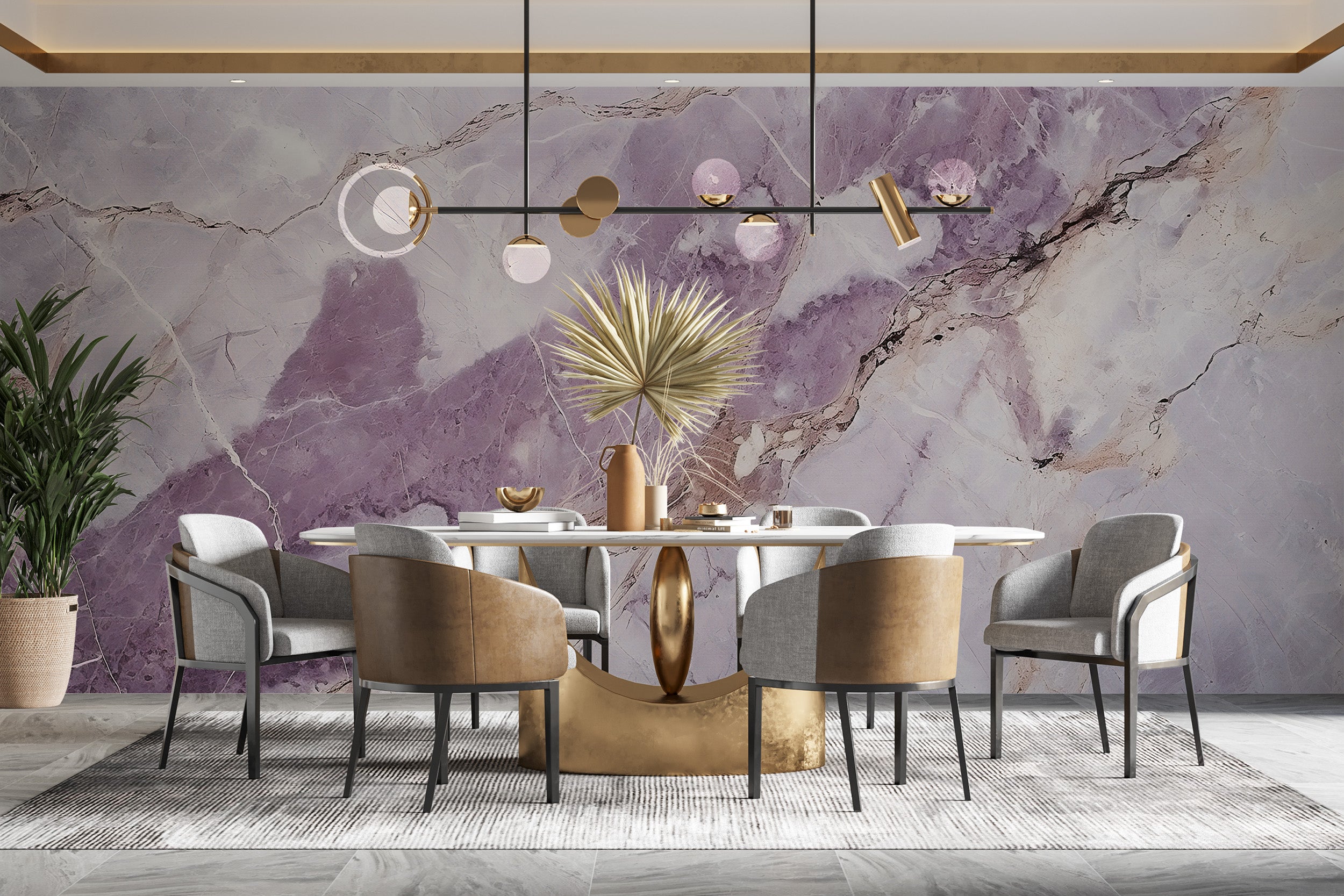 Effortless Removable Pink and Grey Marble Wall Art