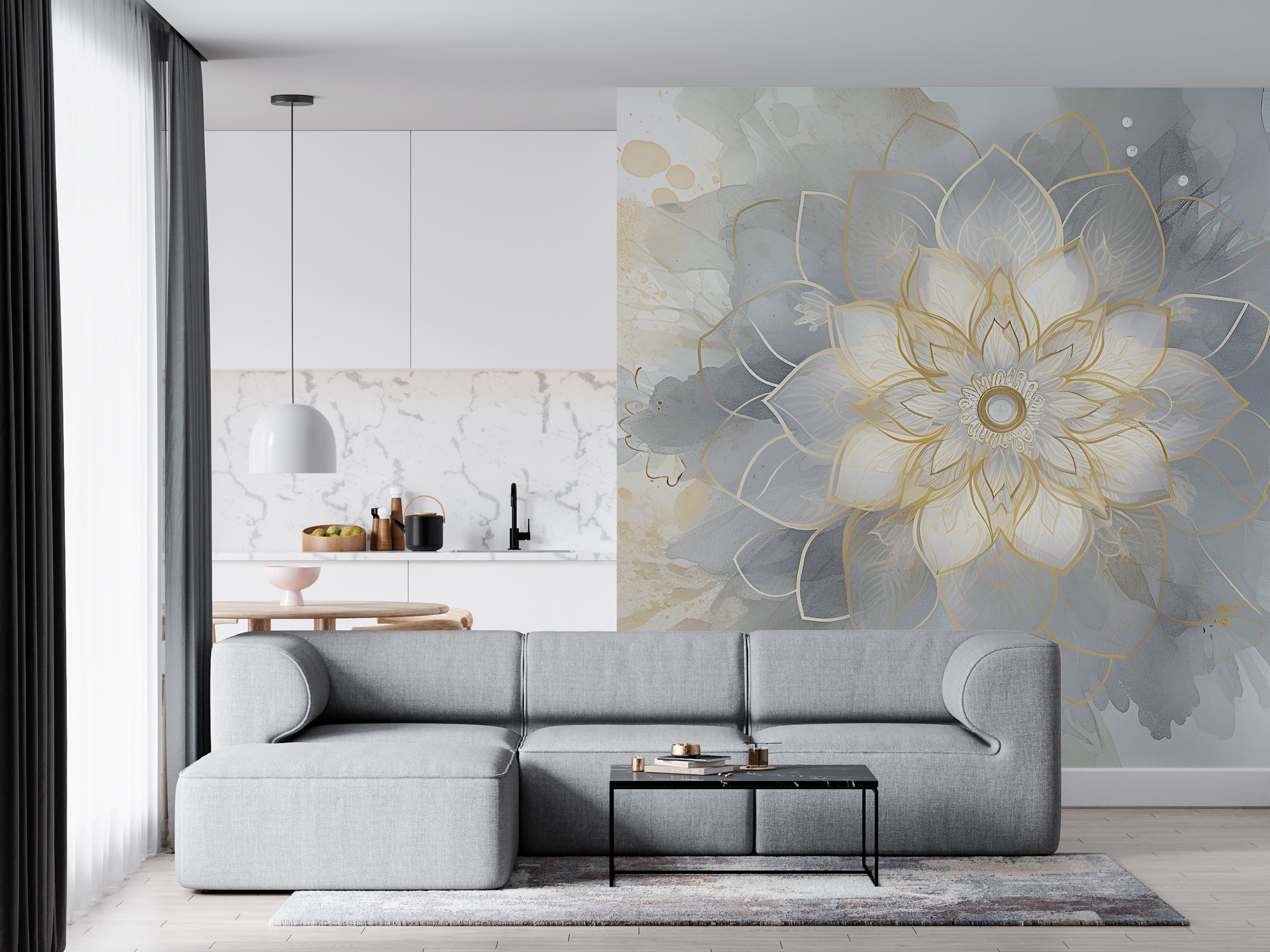 Elegant Lotus Mural For Modern Homes