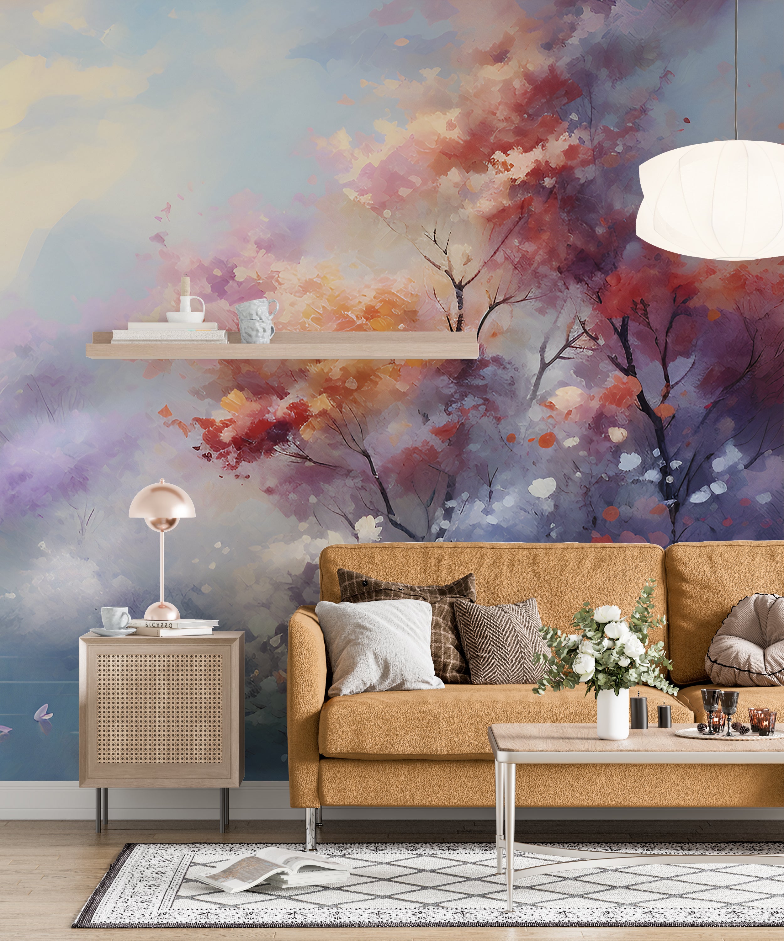 Captivating Blue and Pink Floral Wall Art