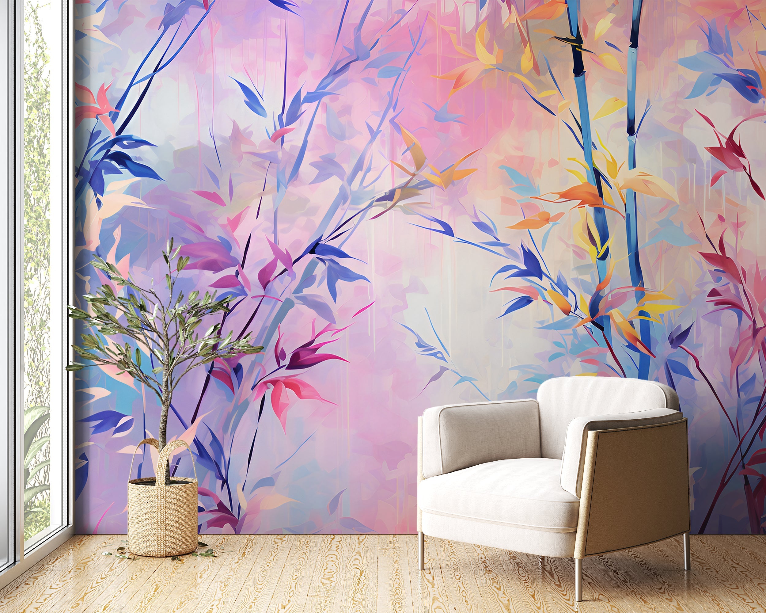 Serene Blue and Pink Floral Ambiance